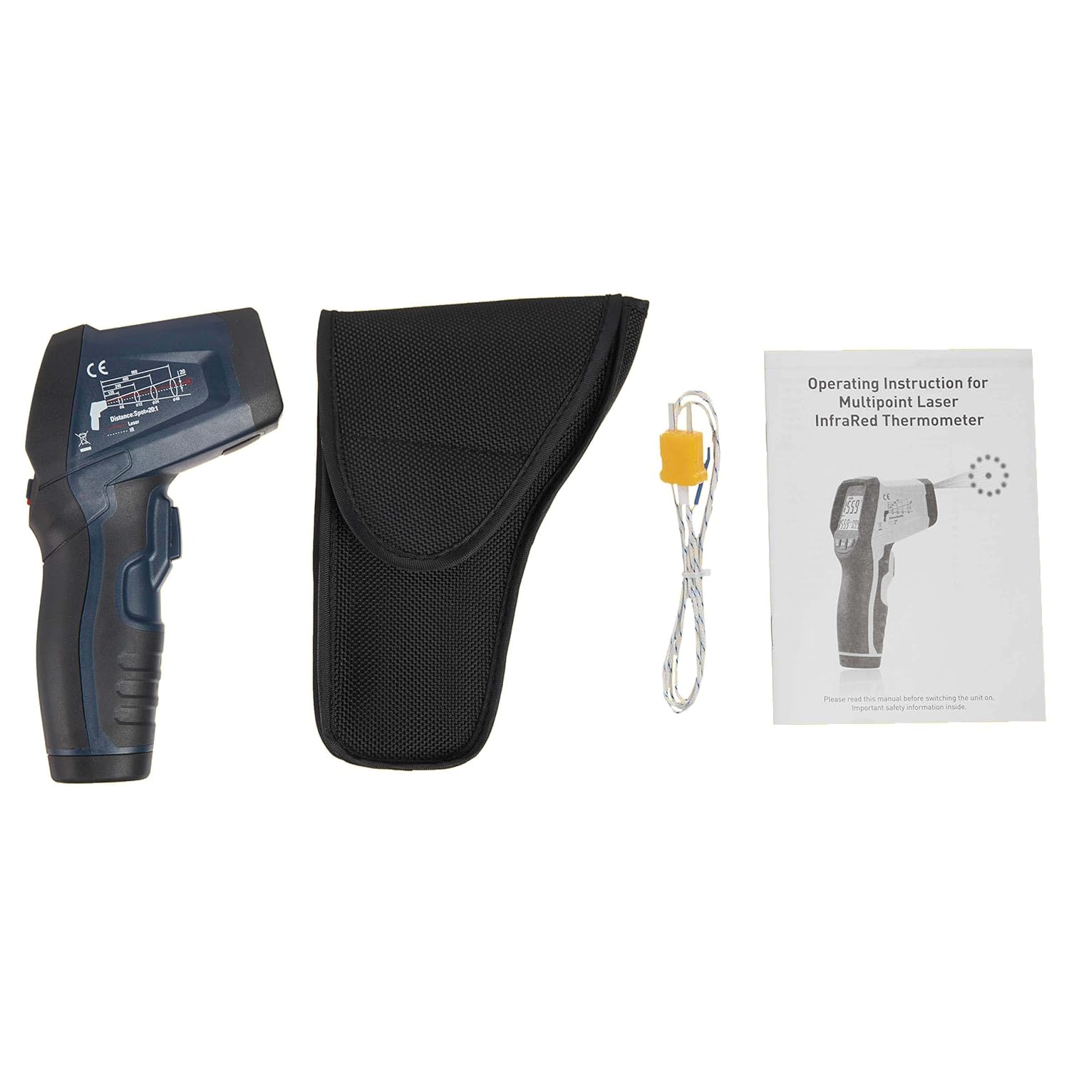 Thumbnail 3 de Amazon Basics thermomètre infrarouge à laser circulaire avec sonde type K et émissivité réglable