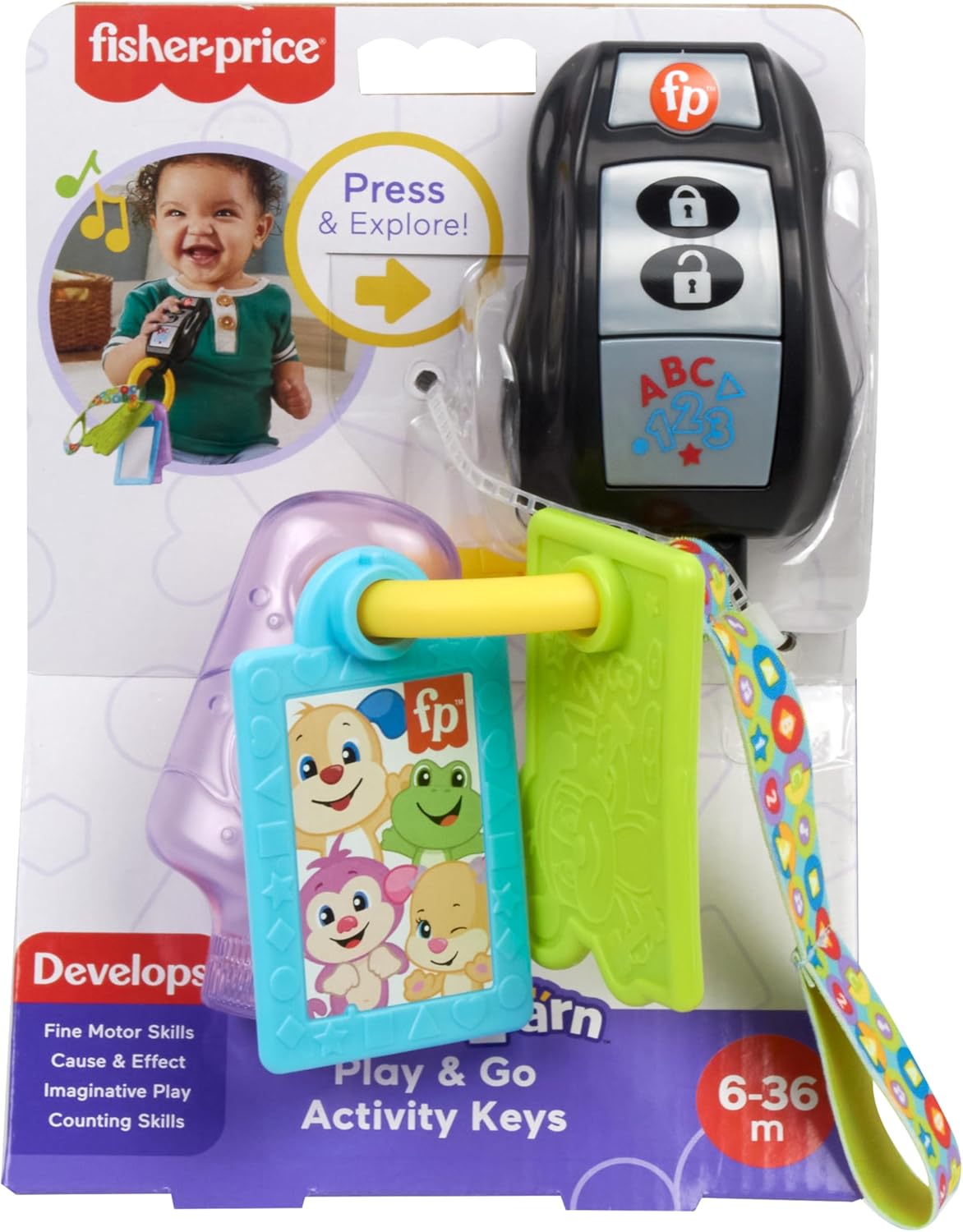 Detalle 2 de Fisher-Price Jouet Musical Rires et Éveil Mes Premiers Clés d’Activité (HXF50) – 4 Activités, 20+ Chansons