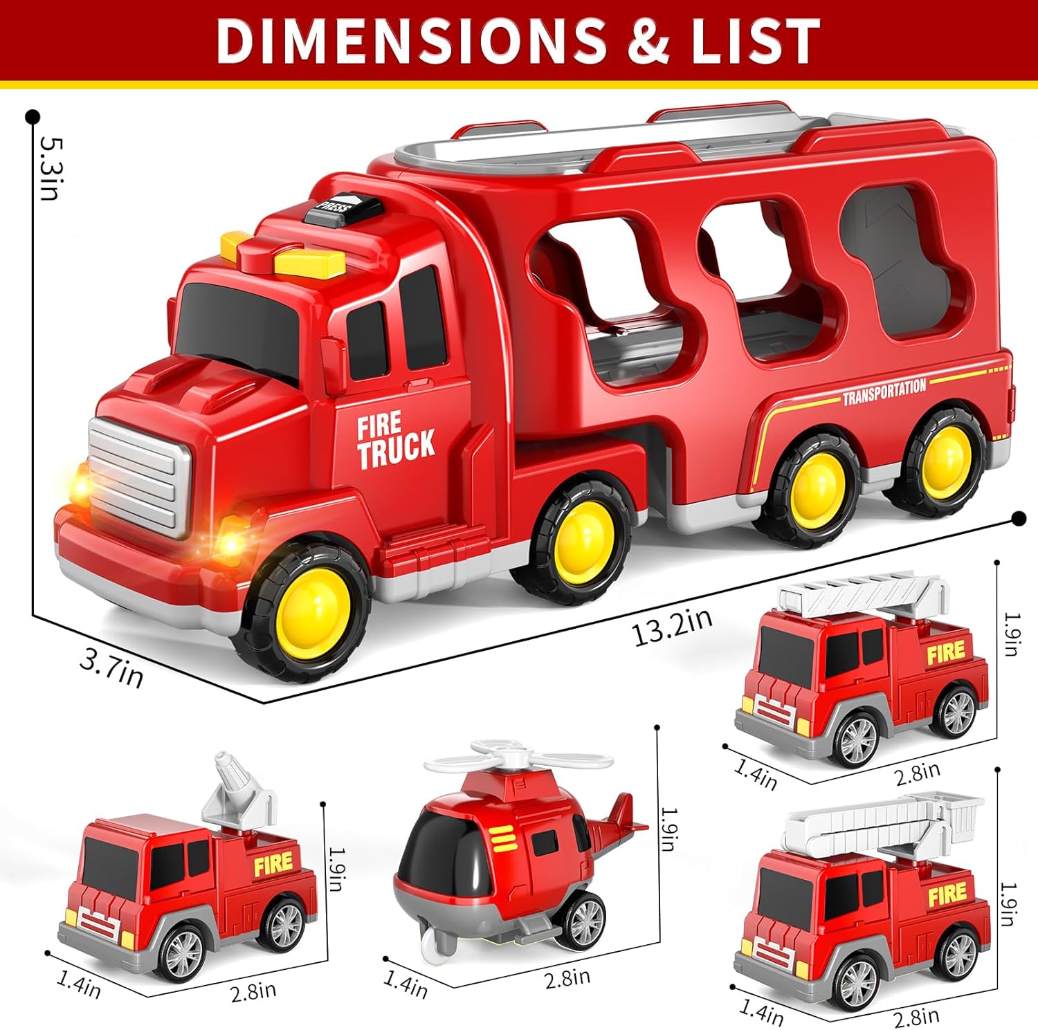 Thumbnail 4 de BLmukce Todder Fire Engine 5-in-1 Trucks