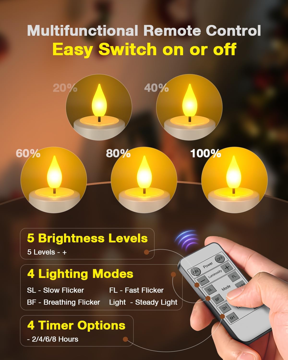 Thumbnail 3 de SoulBay Rechargeable Tea Lights (12-Pack) with Remote, Timer and Charging Station