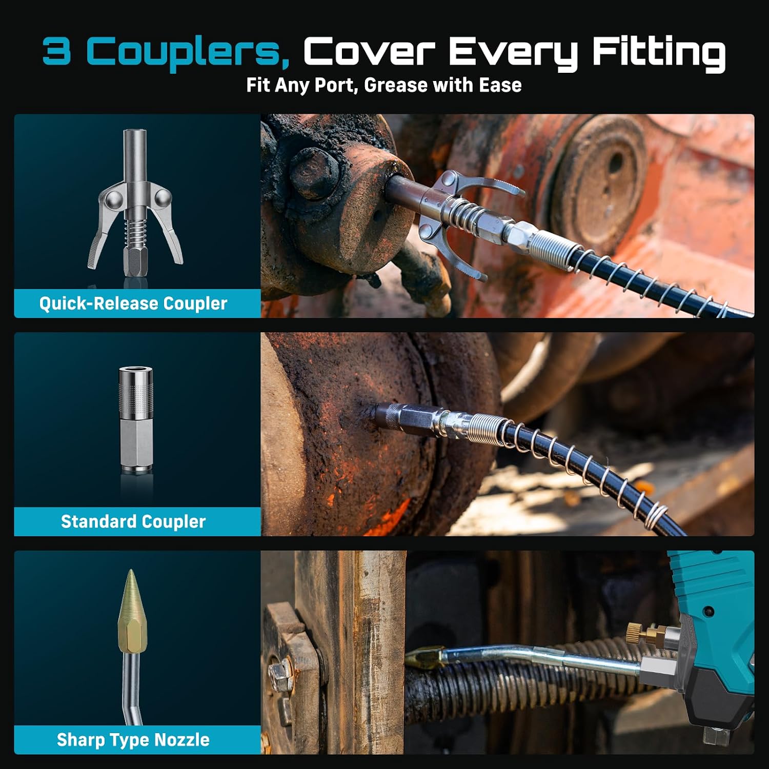 Thumbnail 6 de Seesii GR02 Utral-CA Cordless Grease Gun, 12,000 PSI, 3 Speeds, 48" Hose