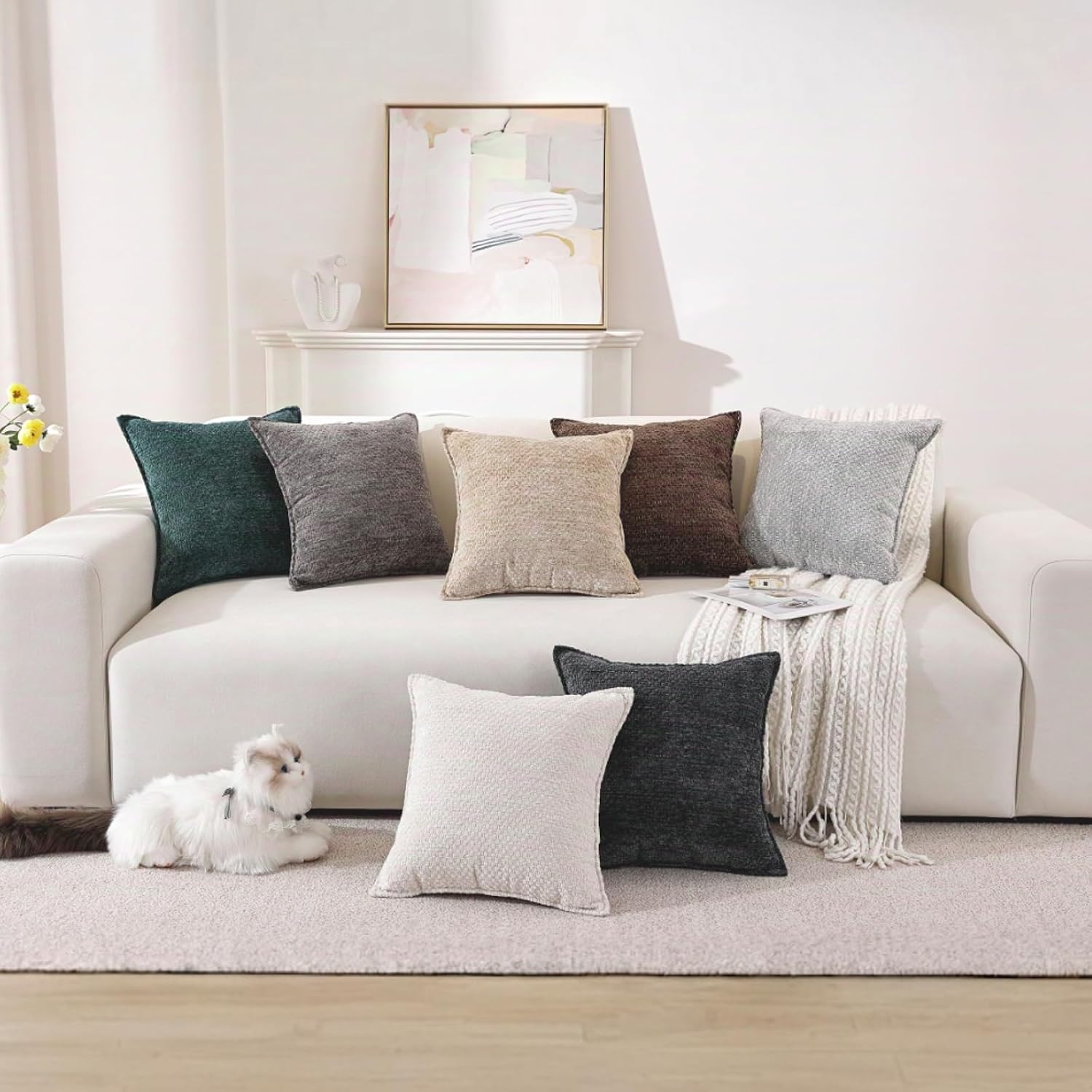 Thumbnail 5 de YSTELLAA Housse Coussin 45x45 Chenille Lot De 2
