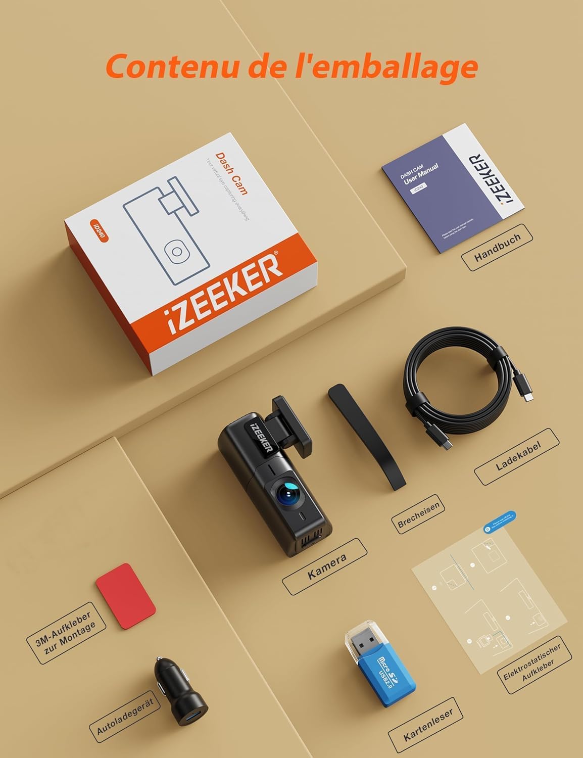 Thumbnail 6 de iZEEKER 2,5K Dashcam 1440P mit WLAN und 32GB SD