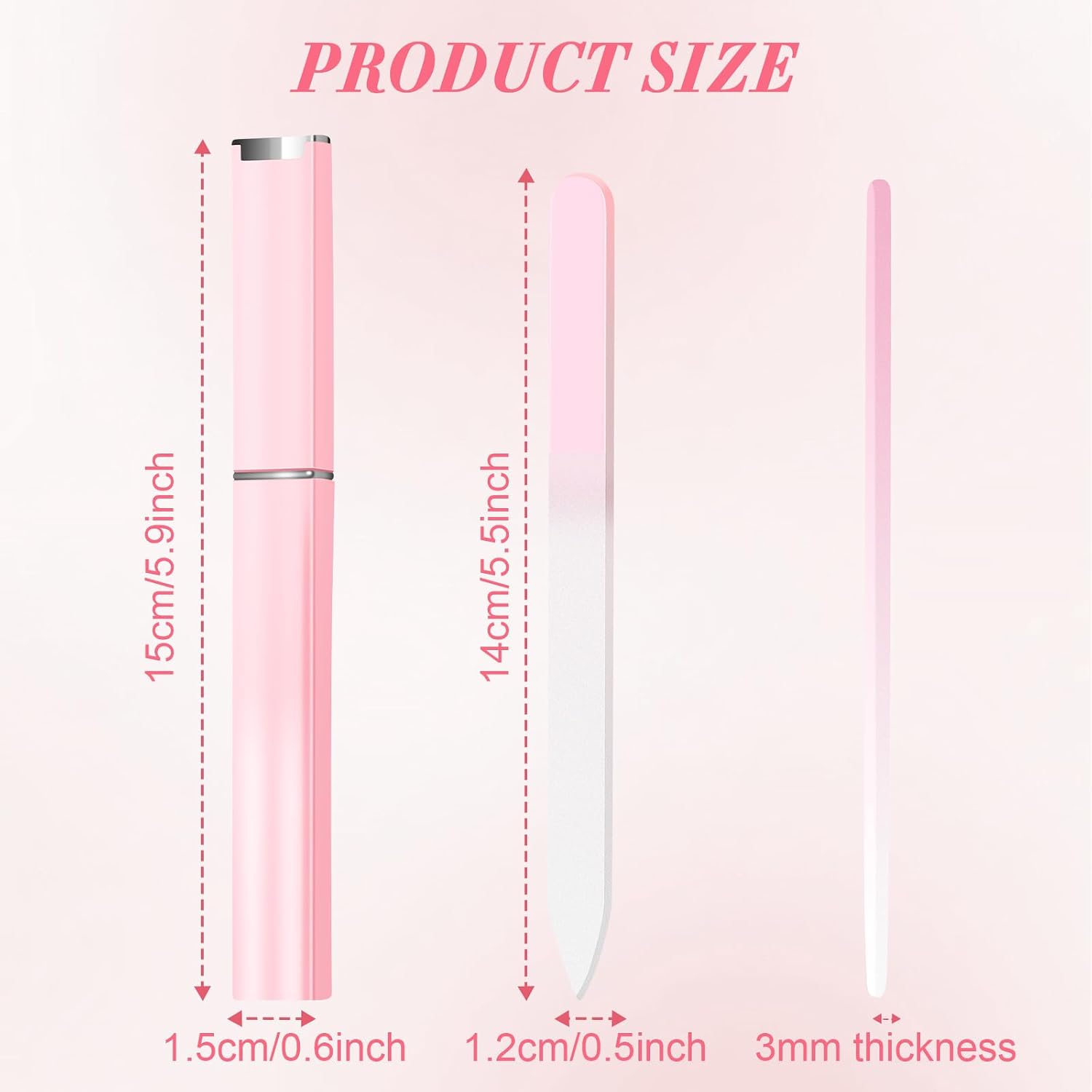 Detalle de NICEMOVIC BLZJC-6p 6-Pack Glass Nail Files, Double-Sided, Gradient Colors