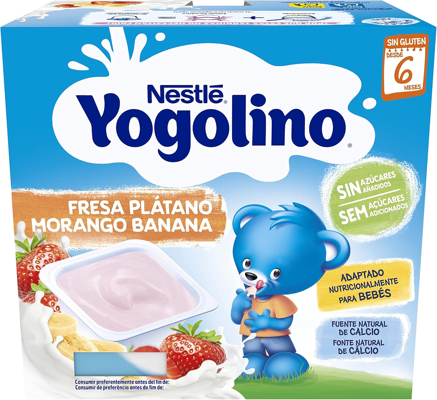 Detalle 2 de Nestlé Yogolino Fresa Plátano 🥄 Pack 6 (4x100g) a partir de 8 meses