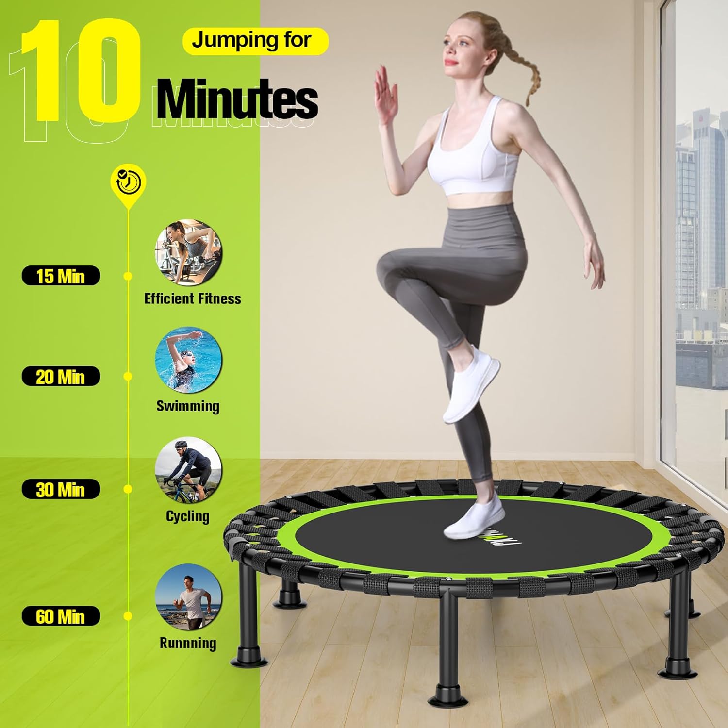 Detalle 2 de ZCMHAXJ Foldable Mini Trampoline (36/40/48 in) — 440 lbs indoor rebounder for adults & kids