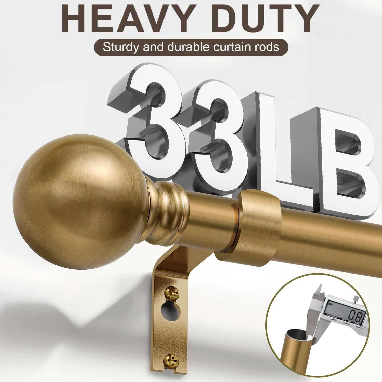Detalle 2 de Immiehh-144-GCR1 Adjustable Curtain Rod, Warm Gold Iron, 1-Inch Diameter