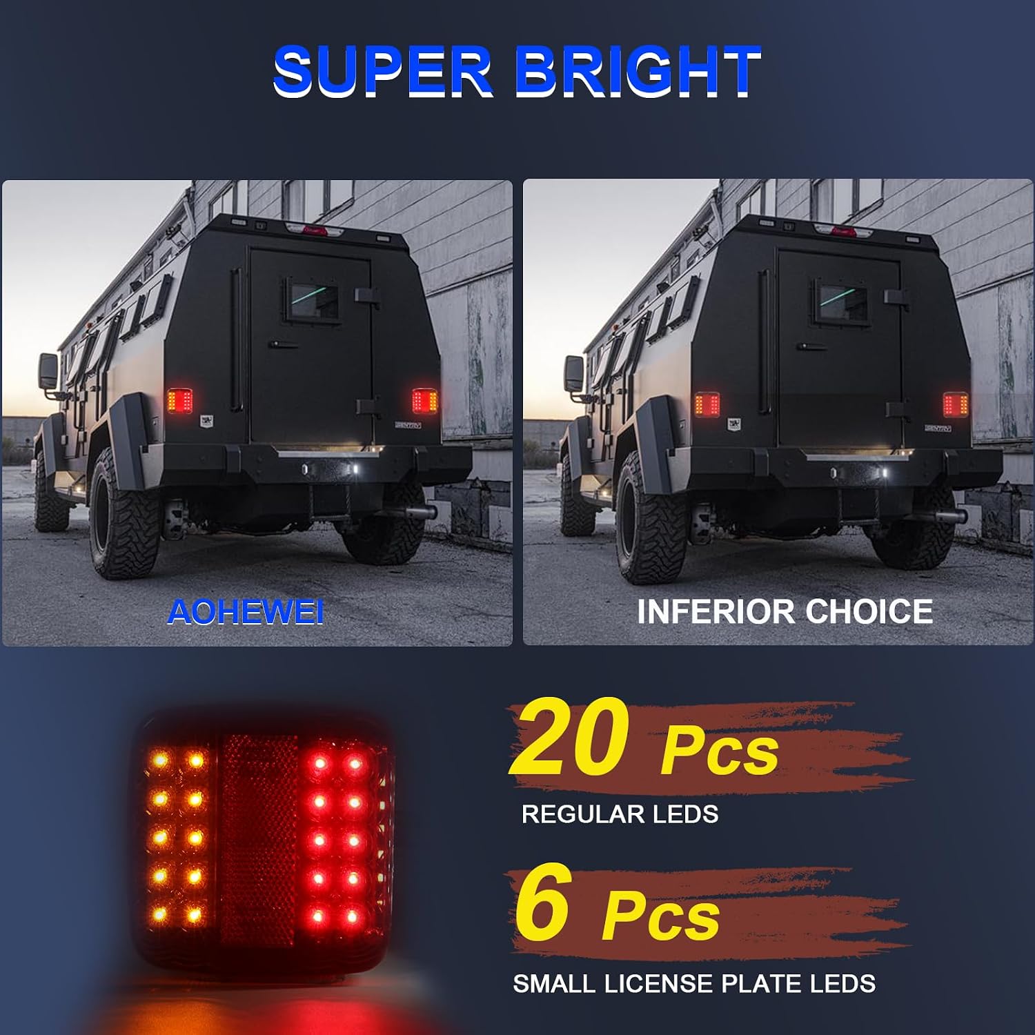 Detalle 2 de AOHEWEI Magnetic LED Trailer Tail Light Kit 12V – 7.5m Cable, 7-Pin Plug, Magnet Mount