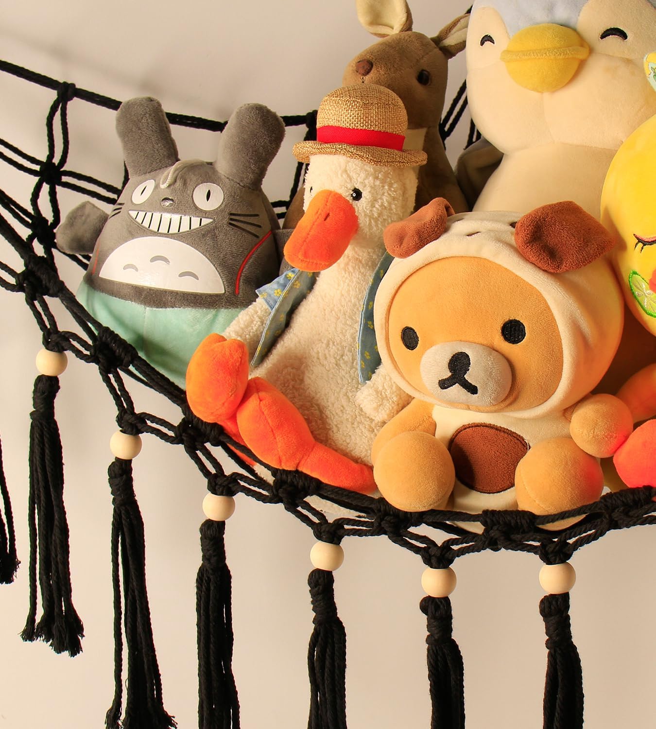 Detalle 2 de Stuffed Animal Toy Storage Hammock with LED Light – Macrame Jumbo Corner Organizer
