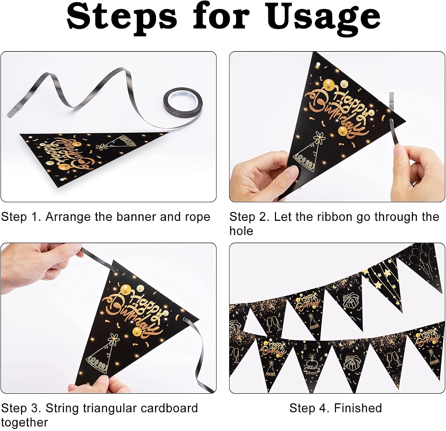 Detalle de Afirbeone 30th Birthday Decorations Set – Black & Gold Party Kit