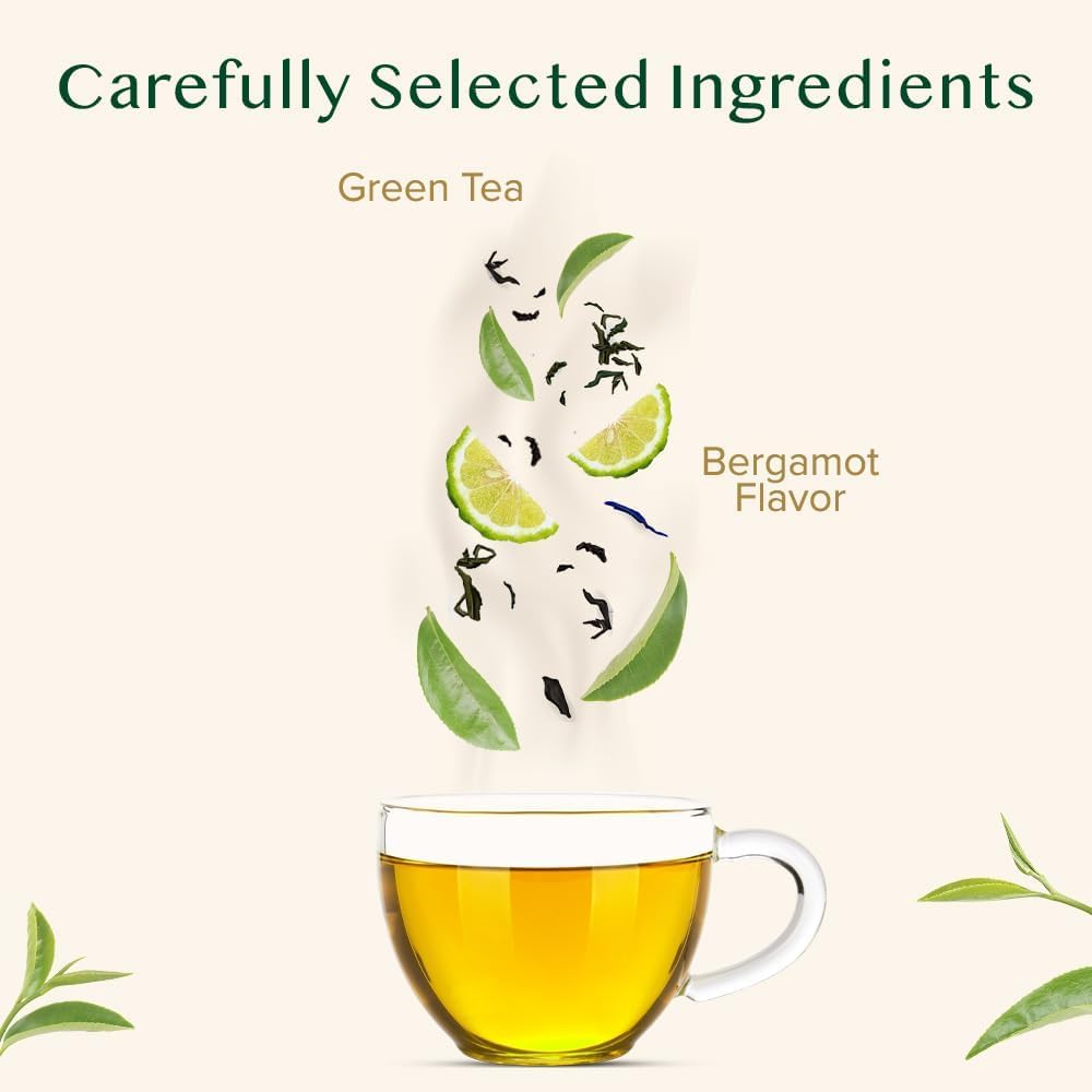 Detalle de VAHDAM Earl Grey con Tè Verde agli Agrumi (100 g) – Tè Verde in Foglie al Bergamotto, confezione sottovuoto