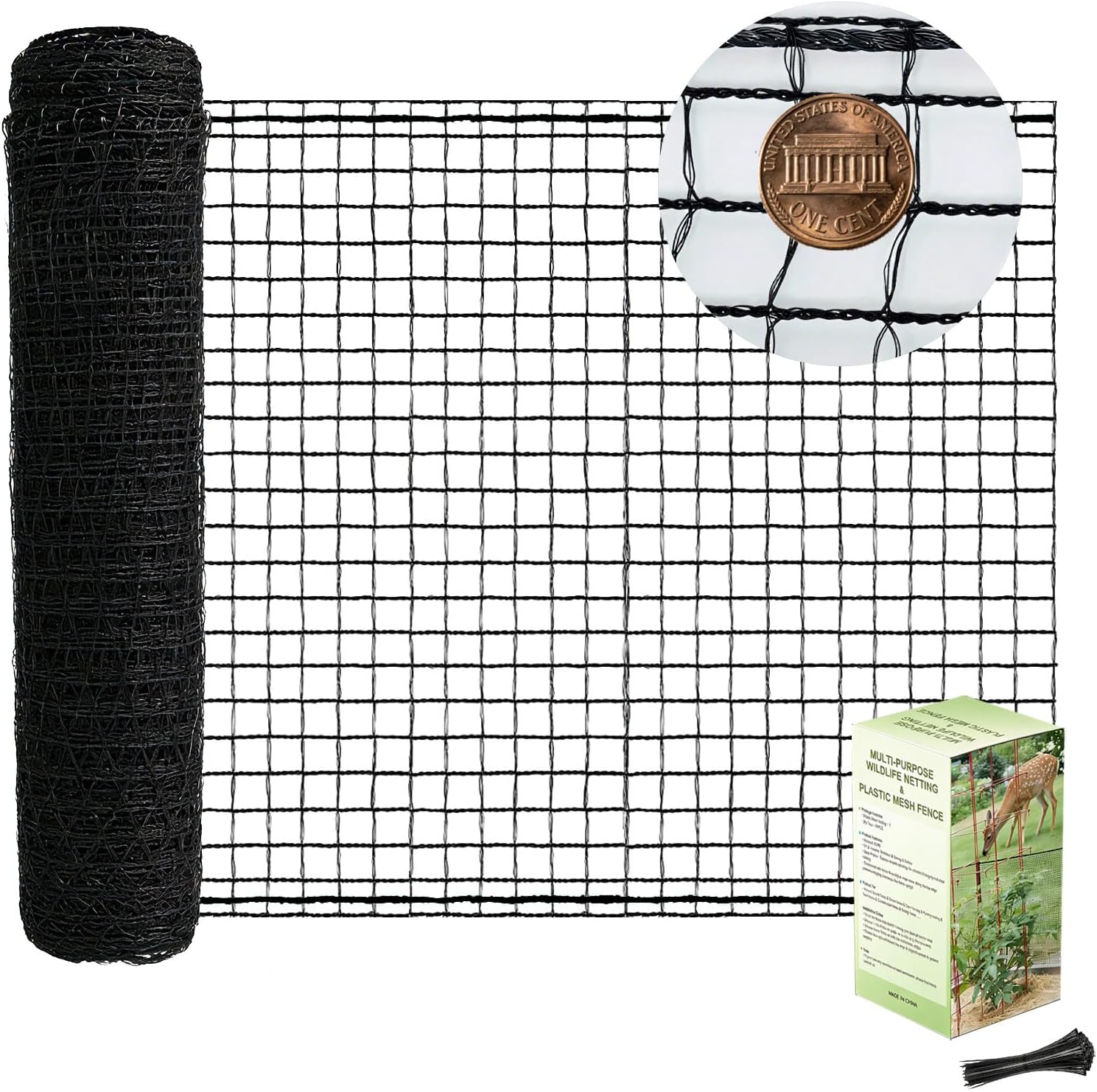 Detalle de POYEE PJBFG-NET-B-5-100 Deer Fence Netting, 5 x 100 ft HDPE Mesh