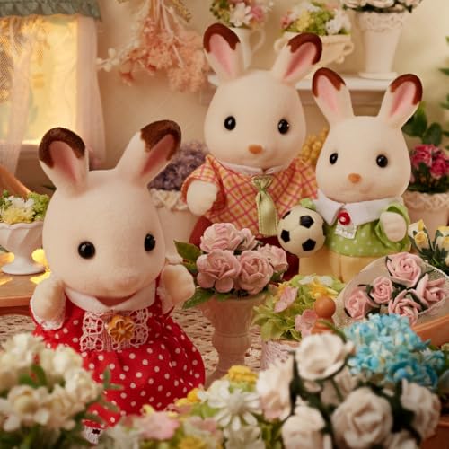 Detalle de Sylvanian Families - La famille Lapin Chocolat (Set 4 figurines) - Un classique articulé pour l’imaginaire des tout-petits