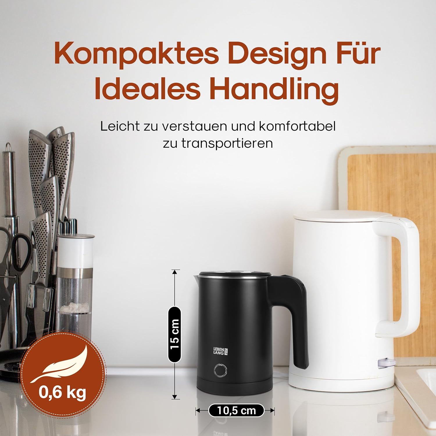 Thumbnail 1 de LEBENLANG LBL2319 0,5 l Reise-Wasserkocher 🍵