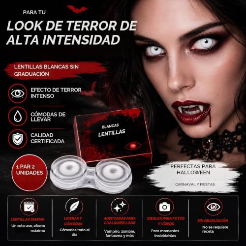 Thumbnail 6 de Costumed lentes de contacto blancas diarias 0,00 dioptrías para Halloween