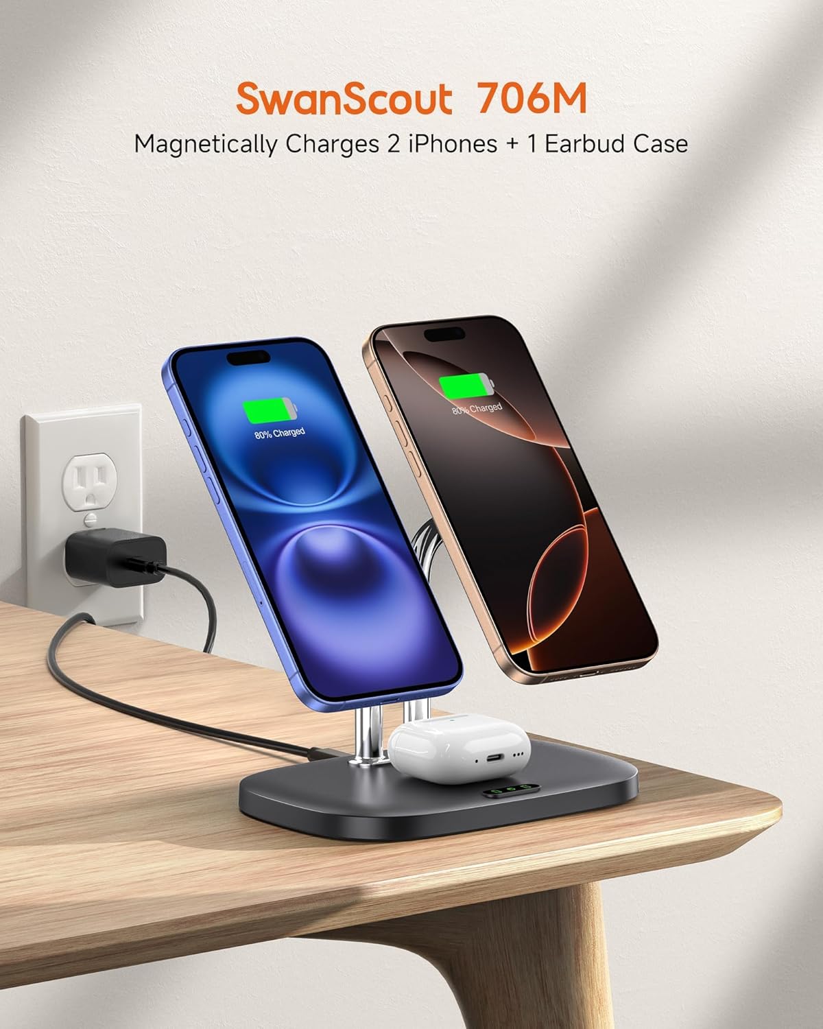 Thumbnail 1 de SwanScout Dual Magnetic Charger 706M for iPhone 12–17 and AirPods Pro family
