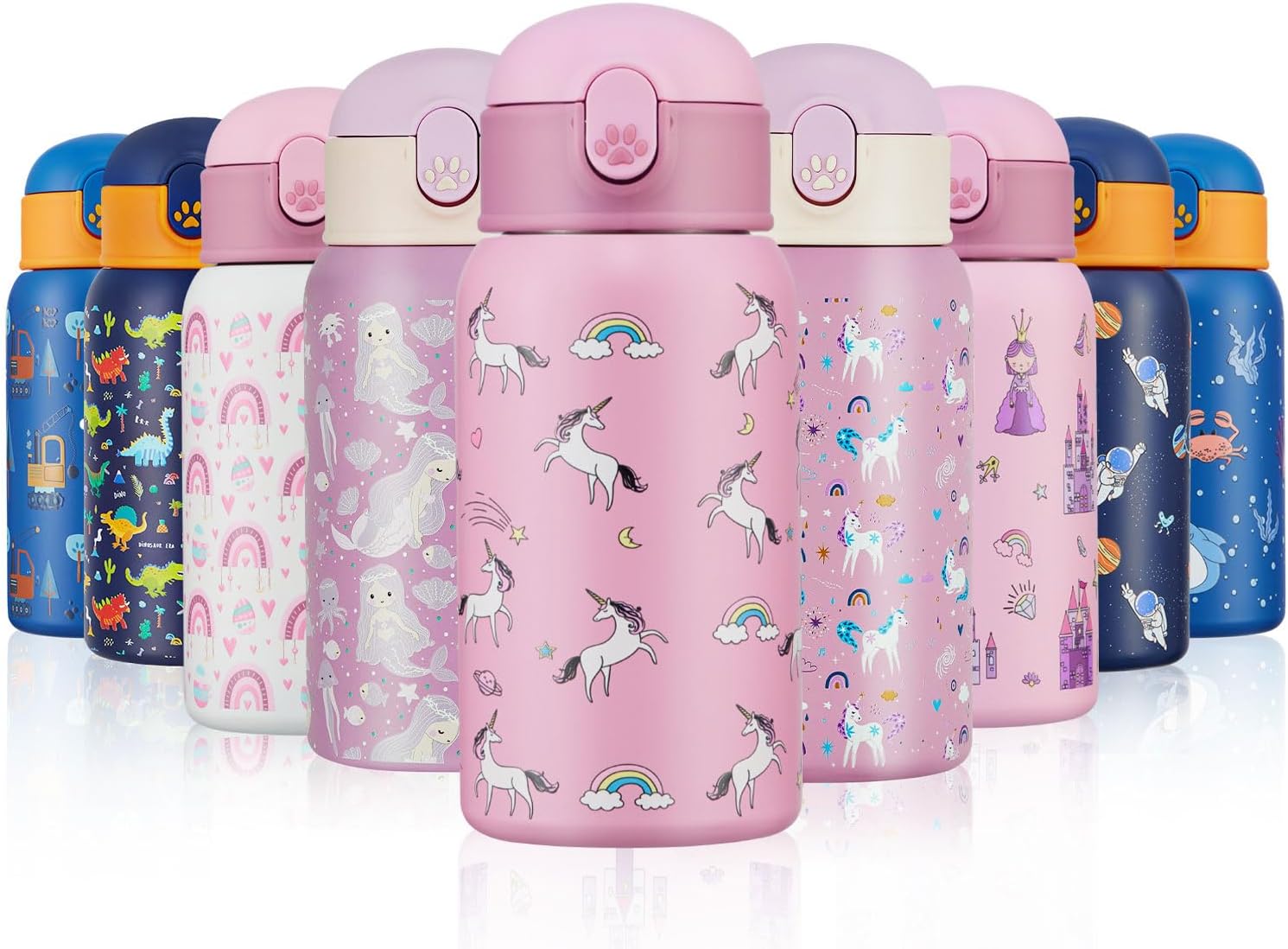 Detalle de Autsel 500ml Borraccia Bambini con cannuccia: borraccia in acciaio inox con doppia parete e silicone