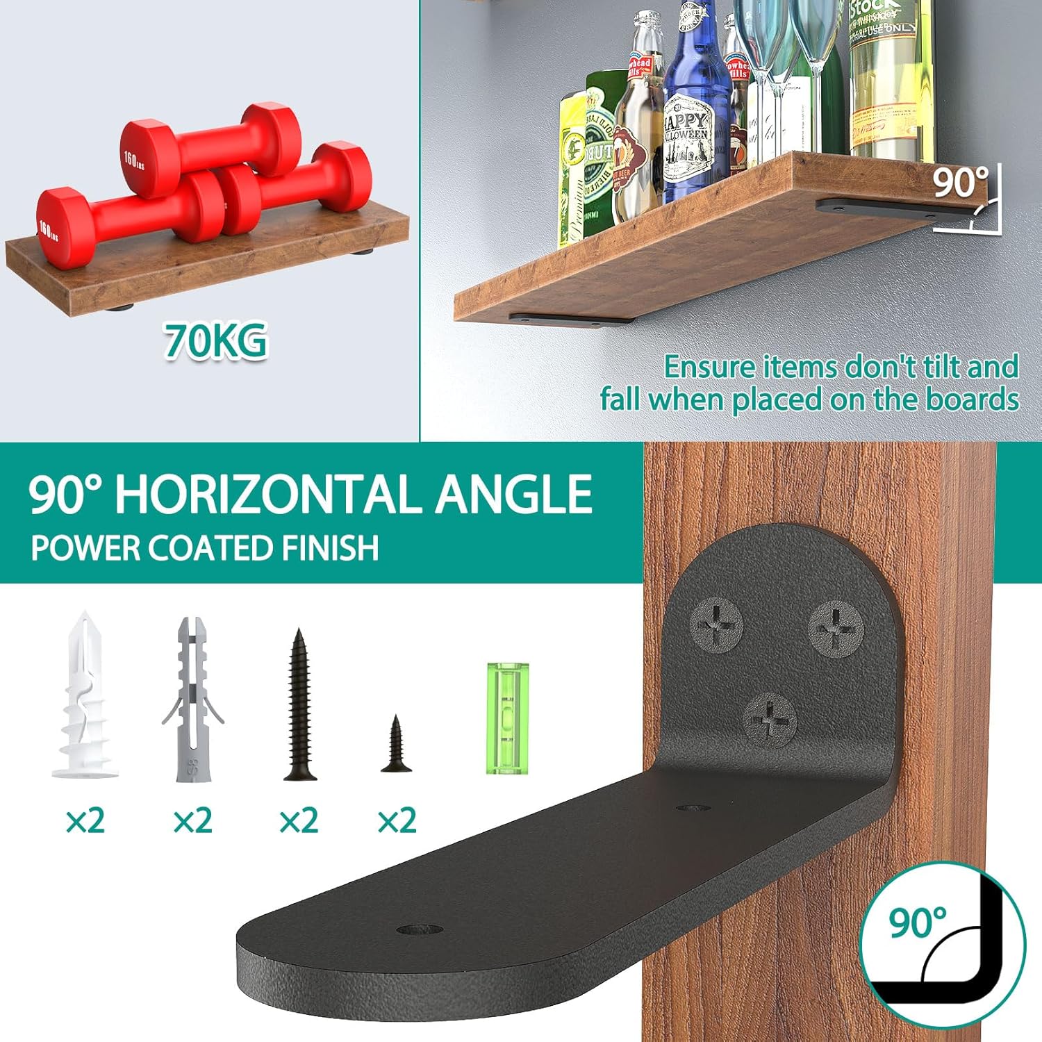 Thumbnail 1 de WELDUN Regalhalterung 4 Stücke 20 cm