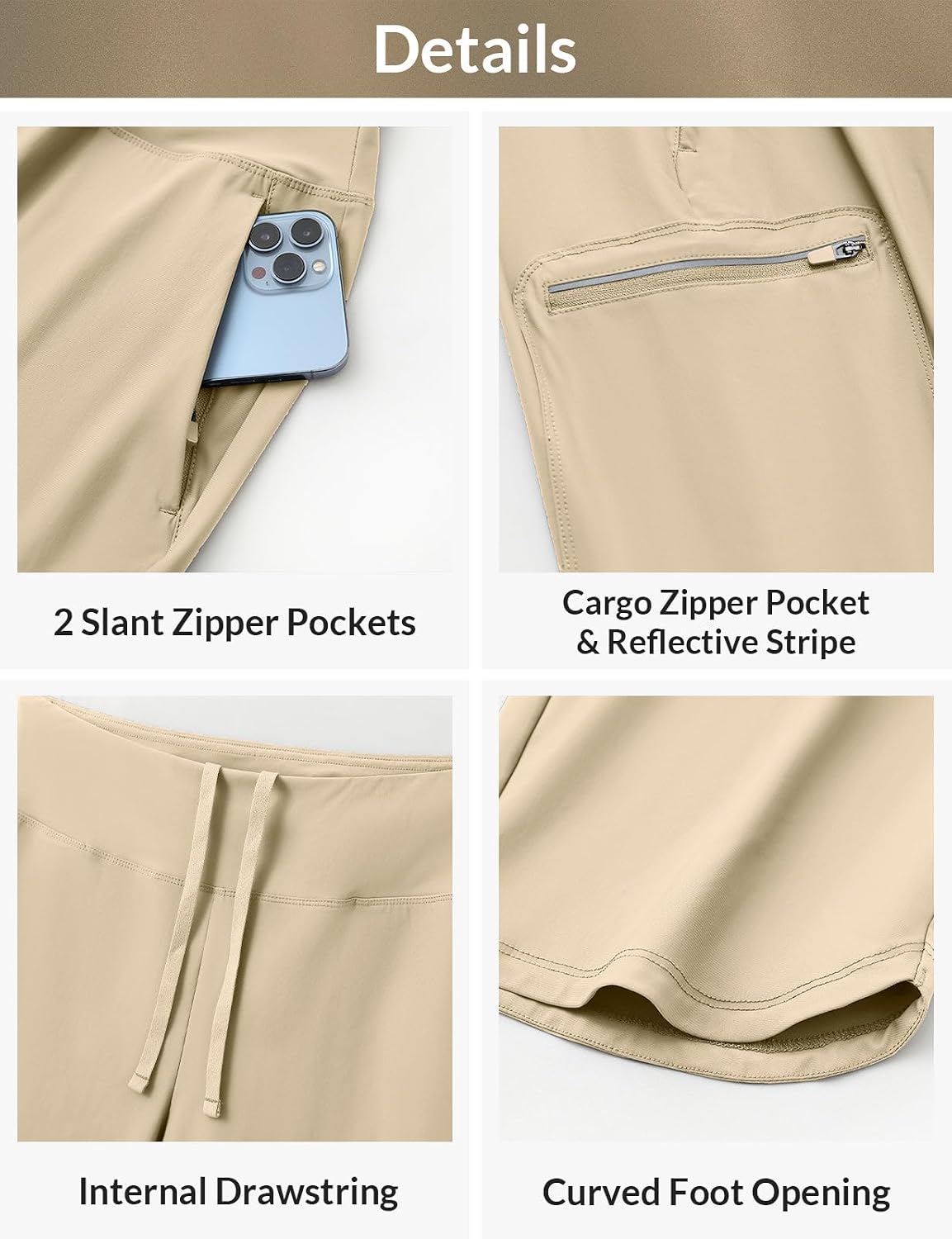 Detalle de baleaf Women's Cropped Hiking Trousers: Lightweight Quick-Dry Cargo Capris