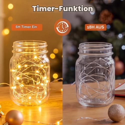Detalle 2 de bitjam 4 Stück Lichterkette Batterie mit Timer, 2M, 20 LED – Innen