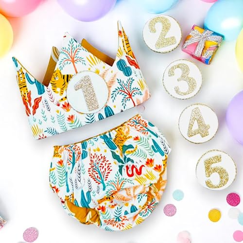 Thumbnail 6 de Conjunto Cumpleaños 1 año – Regalo bebé Surikatokids: Corona ajustable, Cubrepañal reversible y algodón orgánico