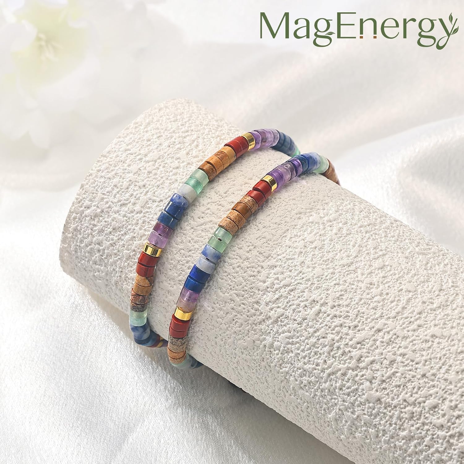 Detalle 2 de MagEnergy Chakra Armband für Damen – 7 Heilsteine für Meditation, Entspannung und Ausgeglichenheit