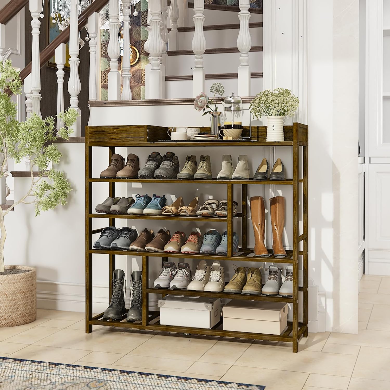 Detalle 2 de Bamworld Shoe Rack Bamboo Organizer with Box