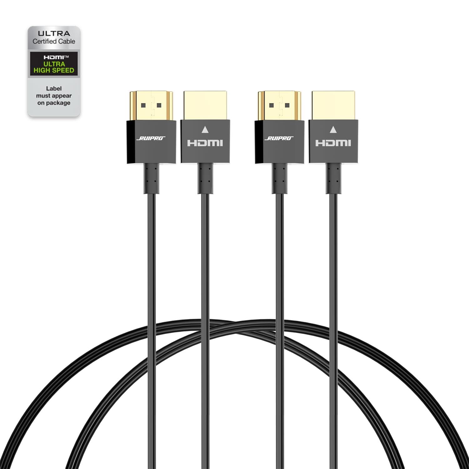 Detalle de RUIPRO Ultra Thin 8K HDMI 2.1 Cable 3FT (2-Pack): Slim, Flexible, and Ready for 8K/4K HDR Gaming and Entertainment