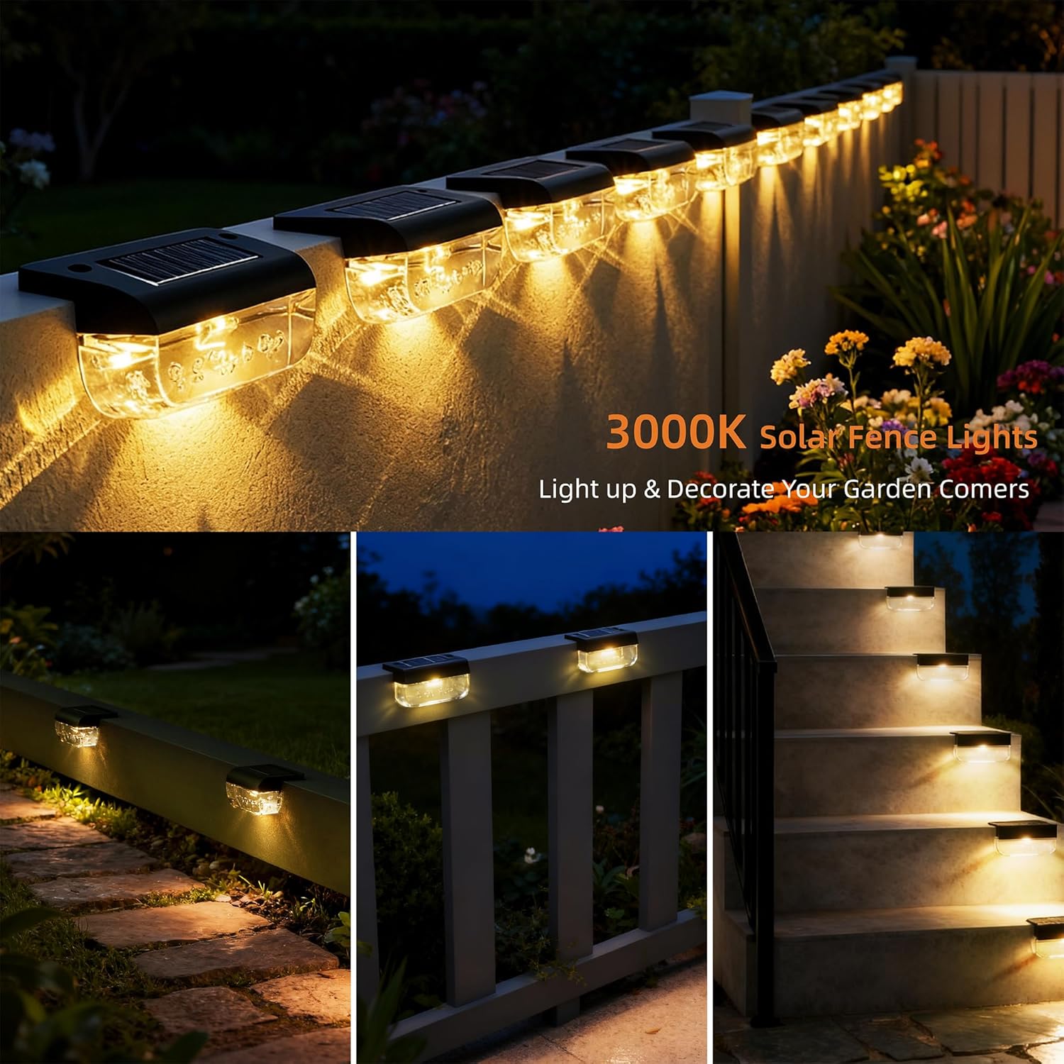 Thumbnail 3 de Lankey Sound 8-Pack Solar Fence Lights – Warm White, IP65 Waterproof