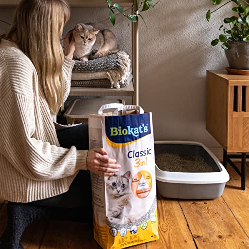 Detalle 1 de Biokat's Classic 3in1 senza profumo: lettiera agglomerante 10 L, 3 dimensioni di granuli