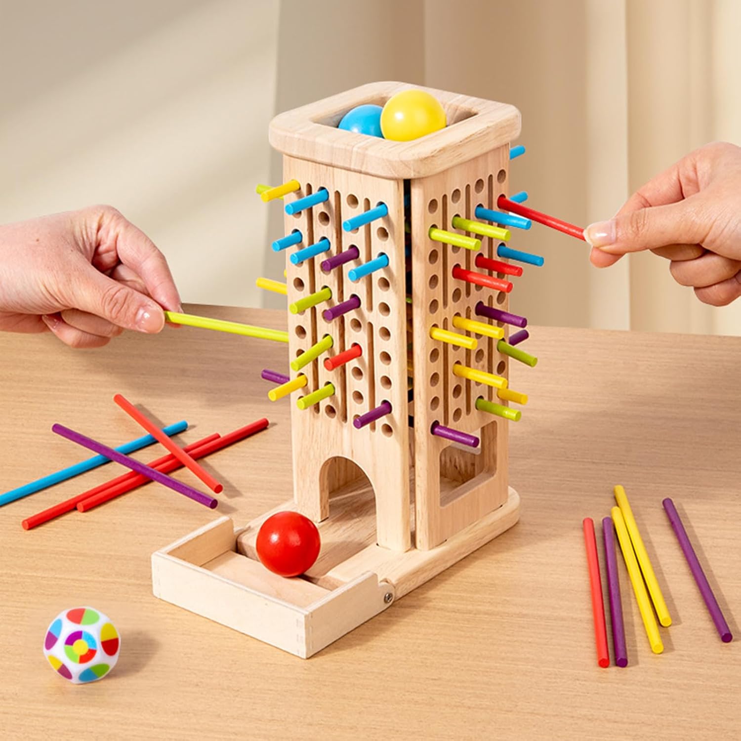 Thumbnail 1 de Gioco Montessori in legno Guopai per bambini 3–6 anni con 40 bastoncini colorati, dado e box