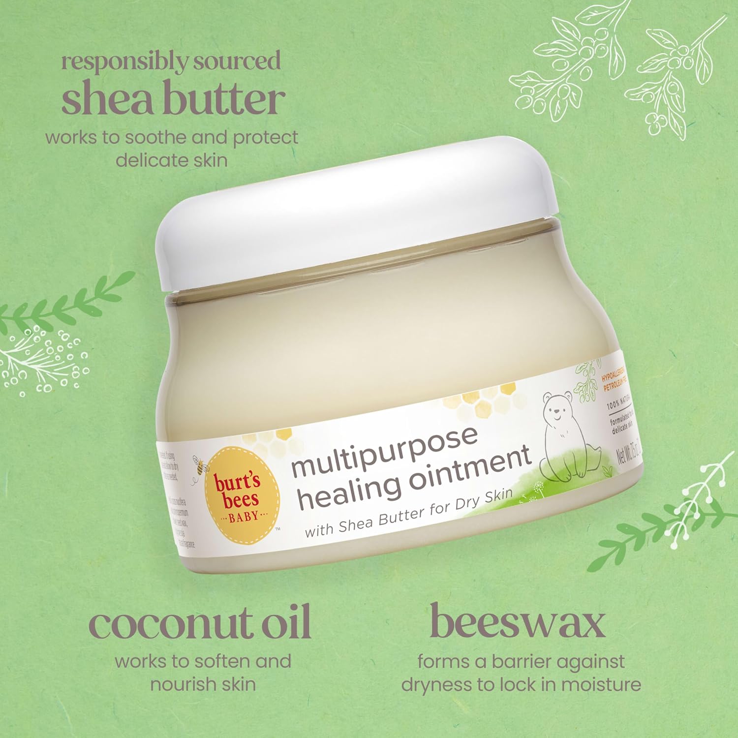Detalle de Burt's Bees Baby Multipurpose Healing Ointment, 7.5 oz, Fragrance-Free