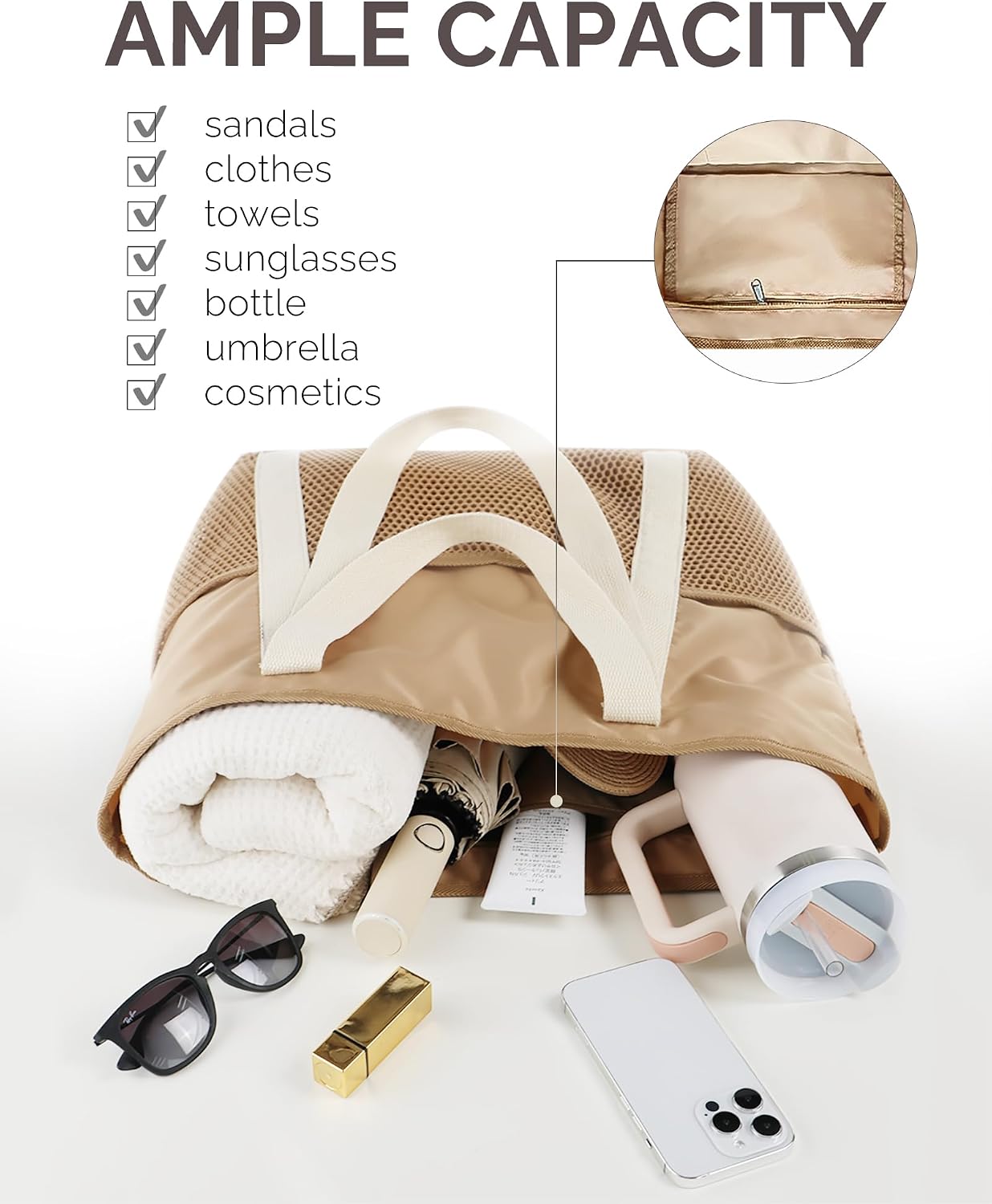 Thumbnail 6 de HOMESPON Beach Bag Large Waterproof Tote for Women with Zipper