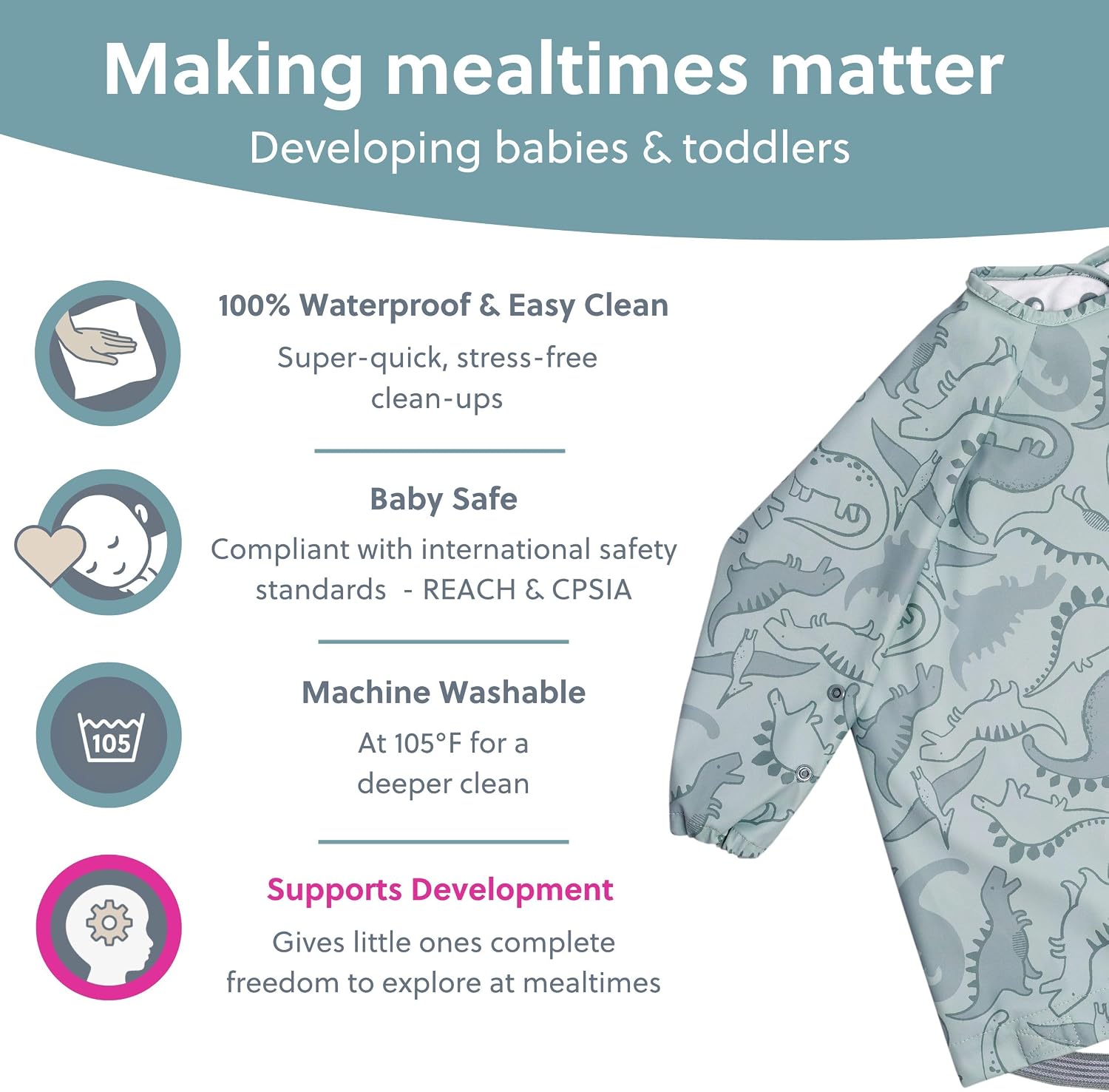 Thumbnail 4 de BIBaDO Long Sleeve Baby Bibs 6-36 Months