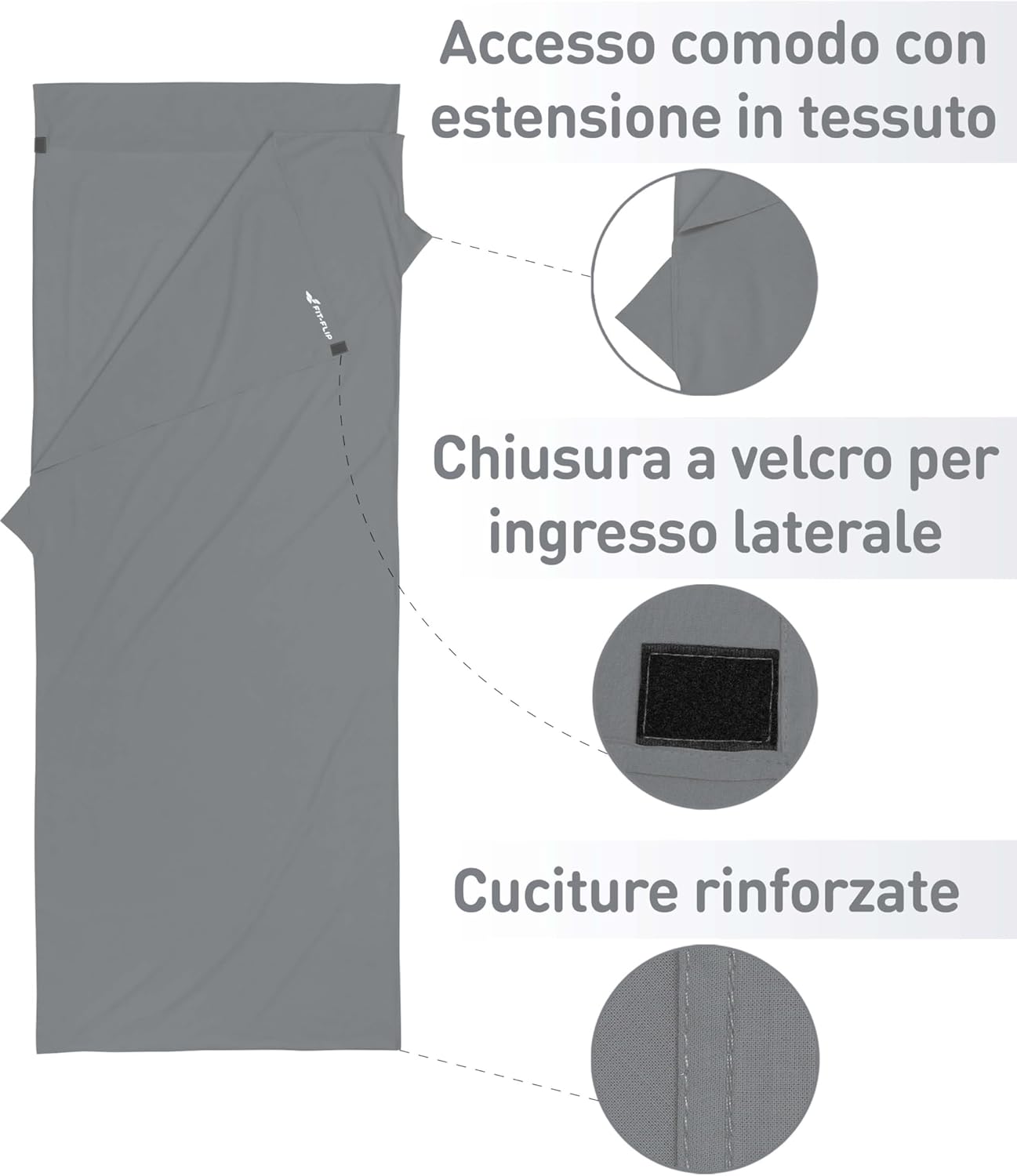 Detalle de Fit-Flip Sacco Lenzuolo da Viaggio 220x90 cm