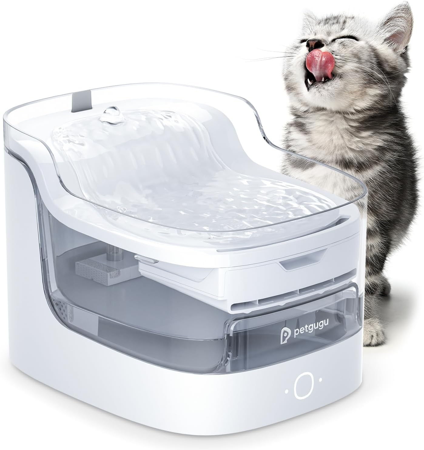 Detalle de PETGUGU PF1L Cat Water Fountain with 8-Layer Filtration and 2.4G WiFi