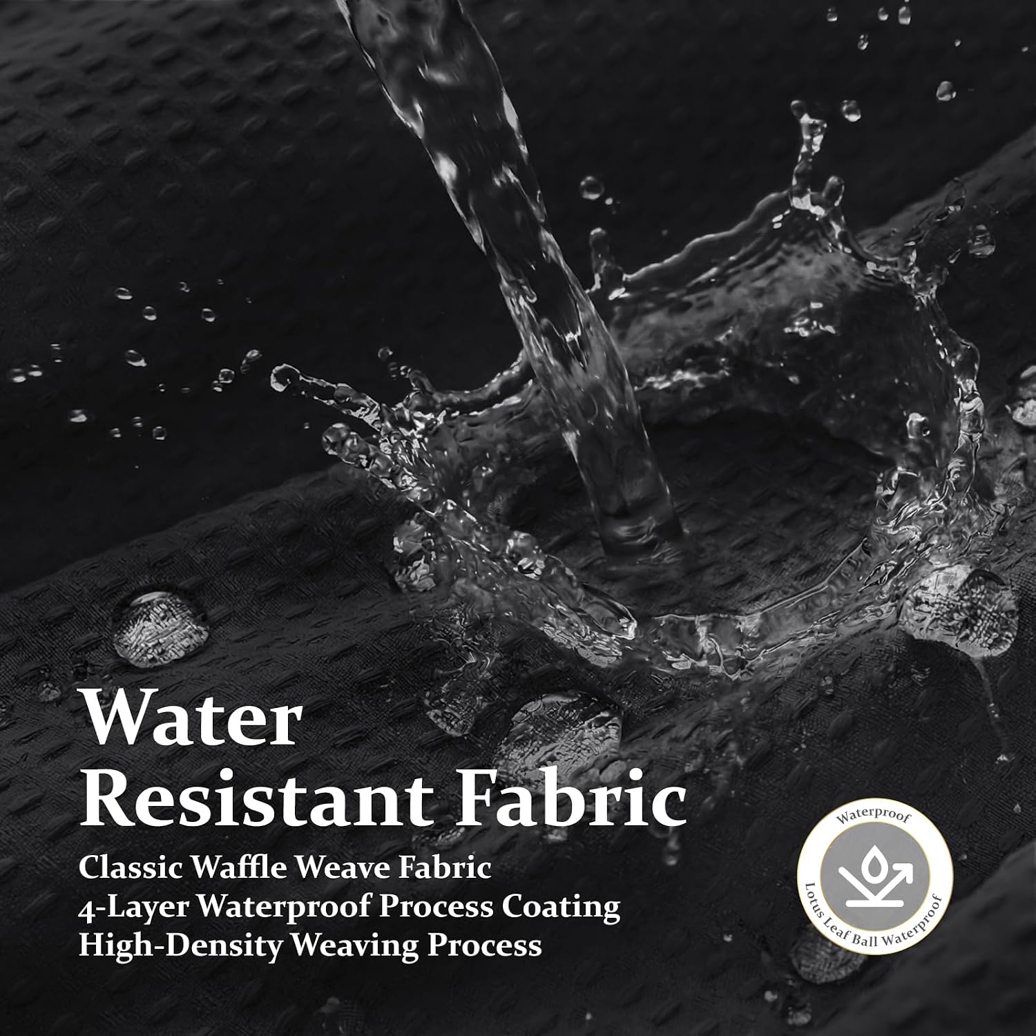 Thumbnail 6 de Dynamene Black Waffle Fabric Shower Curtain, 256 GSM Polyester with Weighted Hem