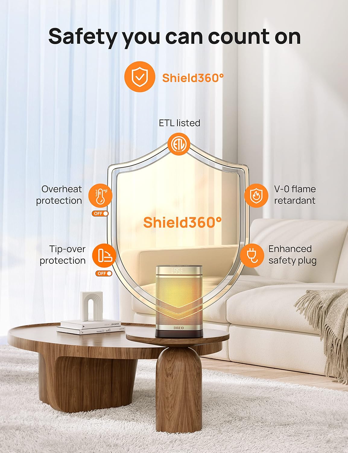 Thumbnail 4 de DREO DR-HSH004A Silver Portable Ceramic Space Heater, 1500W with ALCI Plug