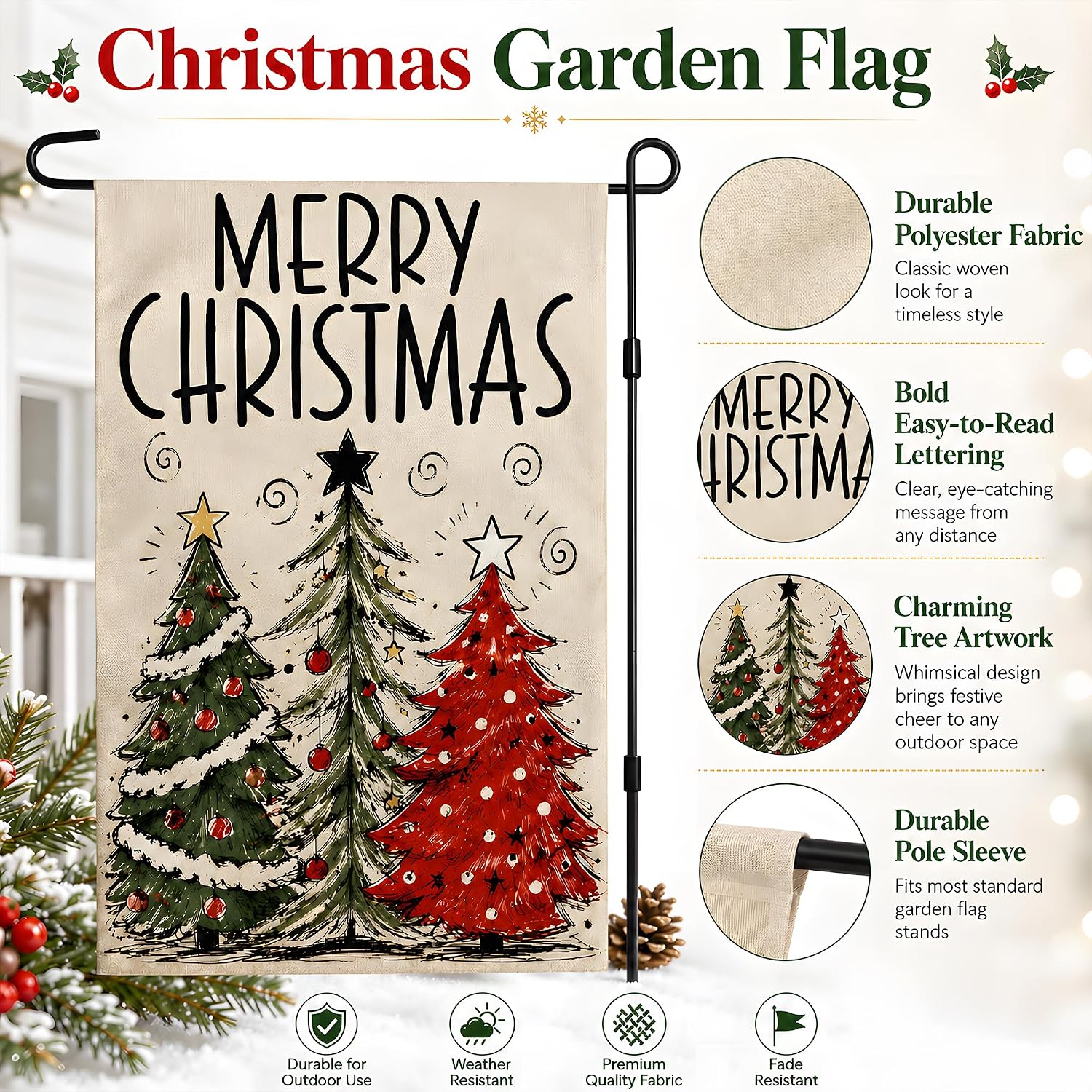 Detalle de Christmas Garden Flag, 12 x 18 Inch