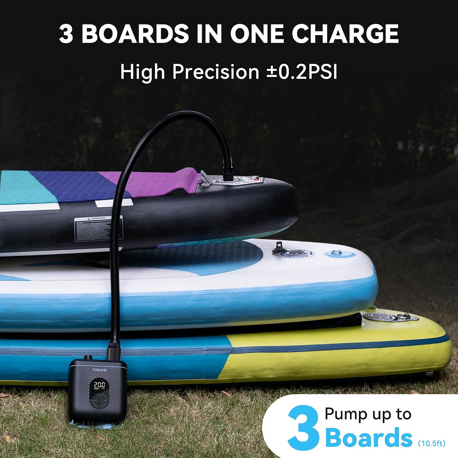 Detalle de TOPUMP TPS260 pompa elettrica SUP ricaricabile 20 PSI con doppio stadio e Type-C