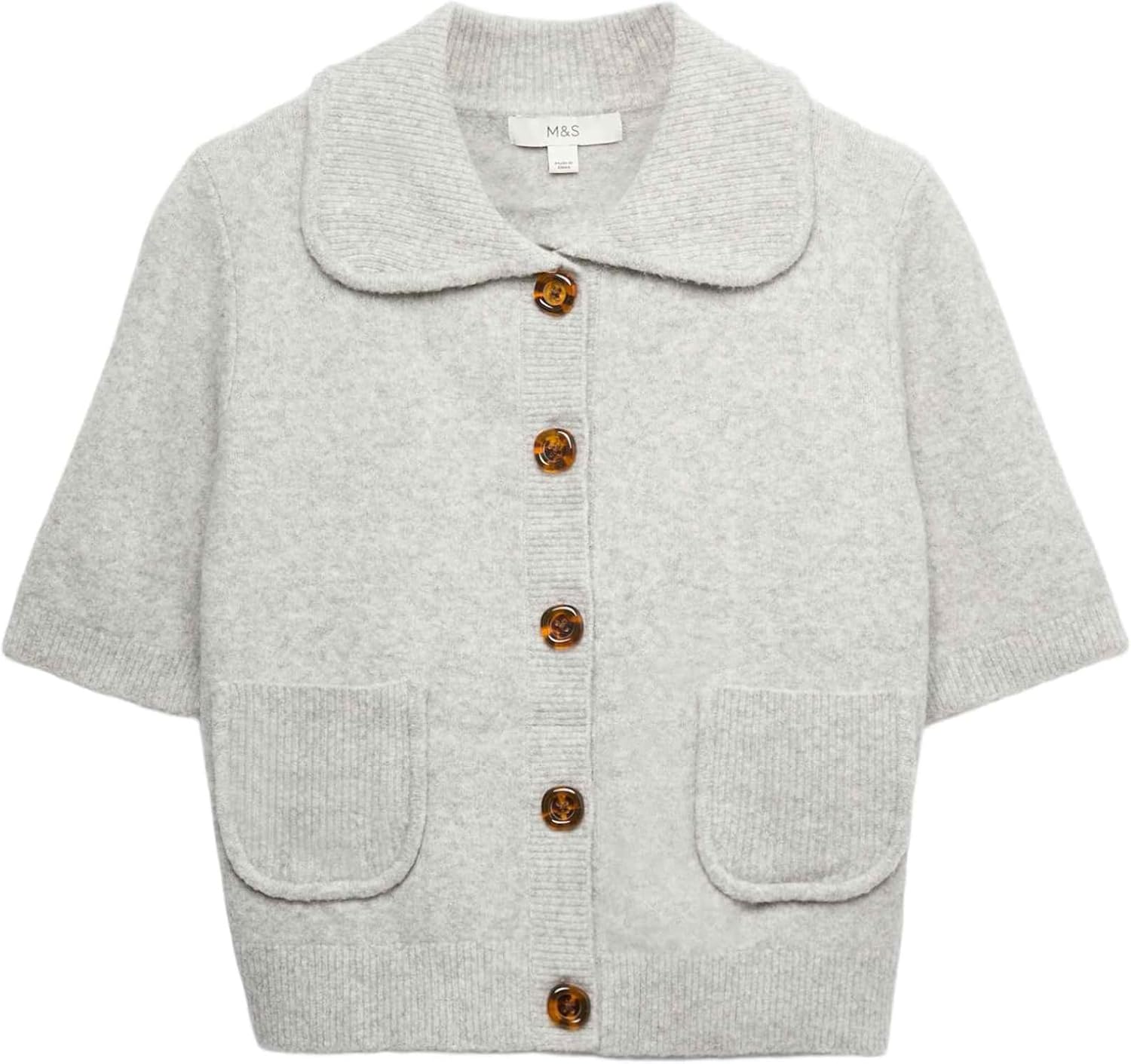 Detalle de Marks & Spencer damesvest met kraag in katoenmix, korte mouwen en cropped lengte