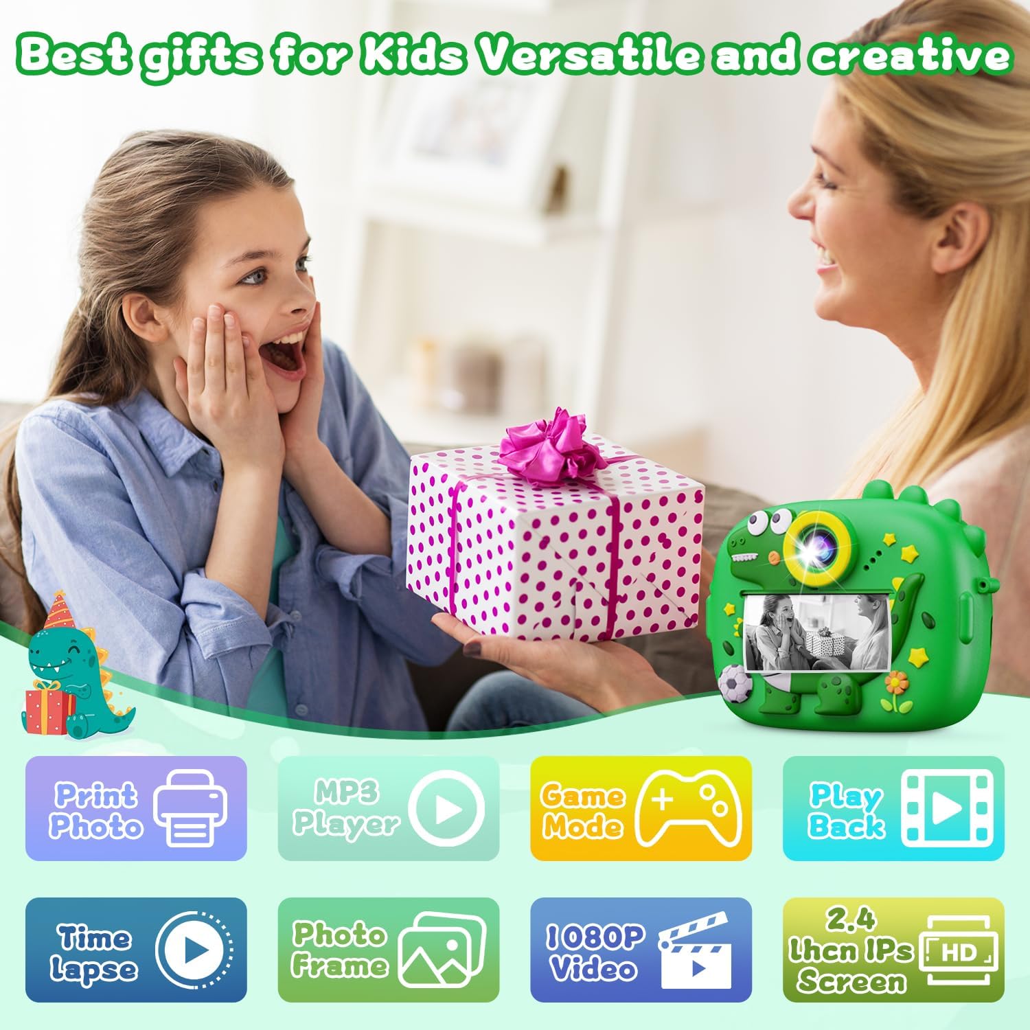 Detalle 2 de Huifoo Z13S kinderprintcamera, 2,4 inch, dubbele lens, 48 MP en 1080p