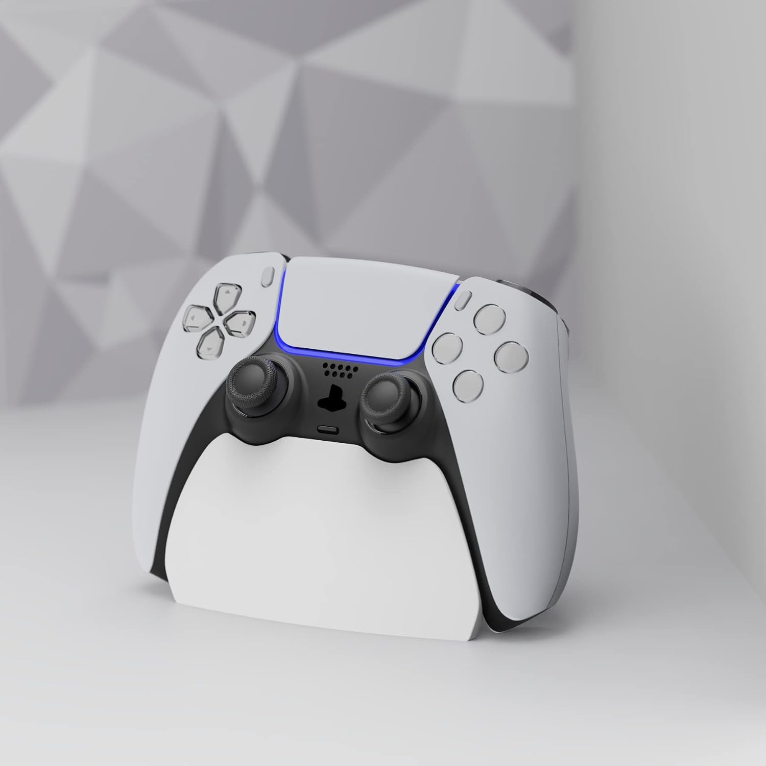 Detalle de Playvital 2 Pack PS5 Controller Display Stands (White) with Rubber Pads