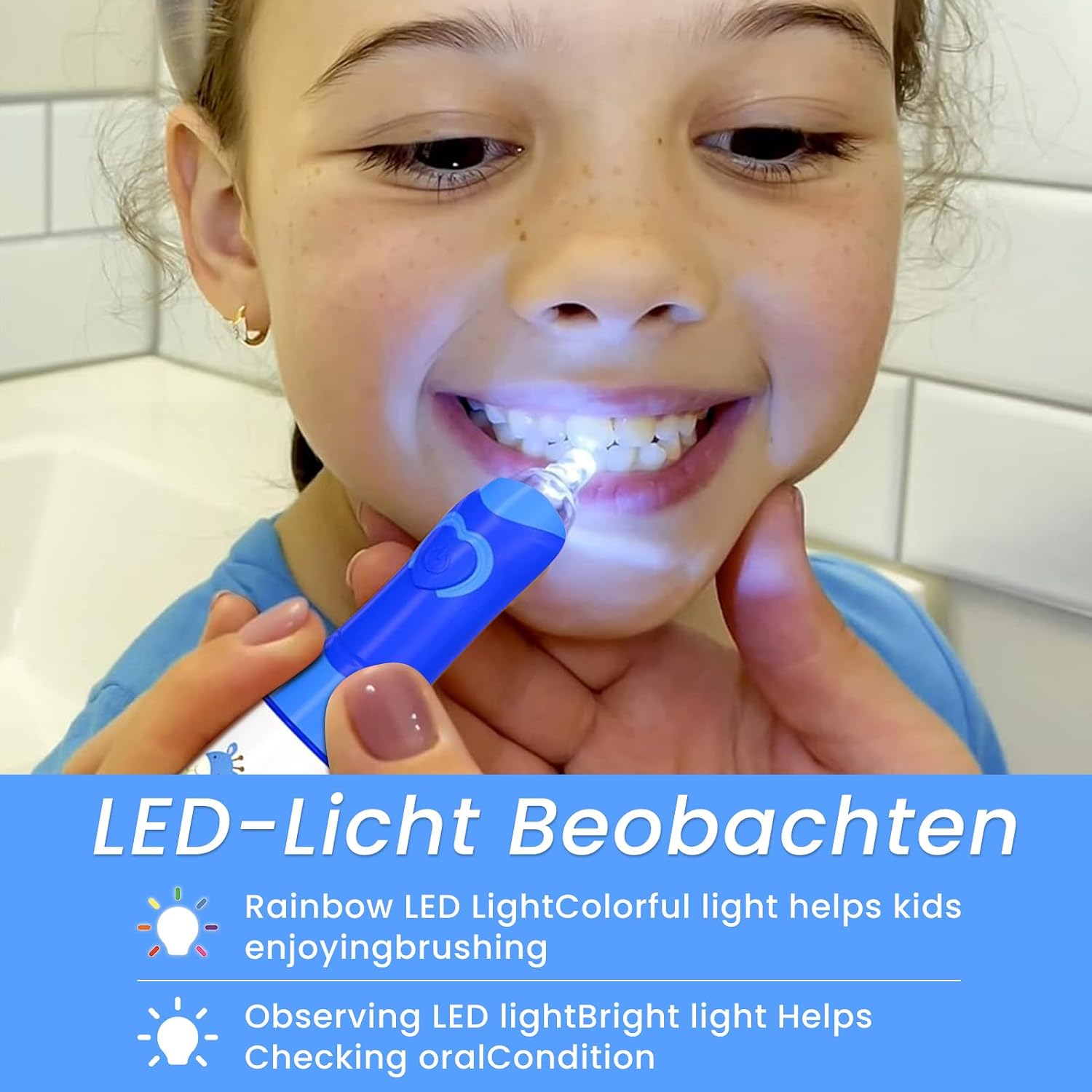 Thumbnail 5 de Seago Elektrische Zahnbürste für Kinder SG977 (ab 3 Jahren) – mit Smart-Timer, 8 weichen Bürstenköpfen und LED-Licht