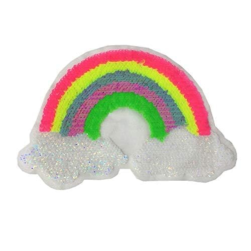 Detalle 2 de Hemasa Rainbow Sequins Patch Girls Colour T Shirt (5-6 Years, Yellow)