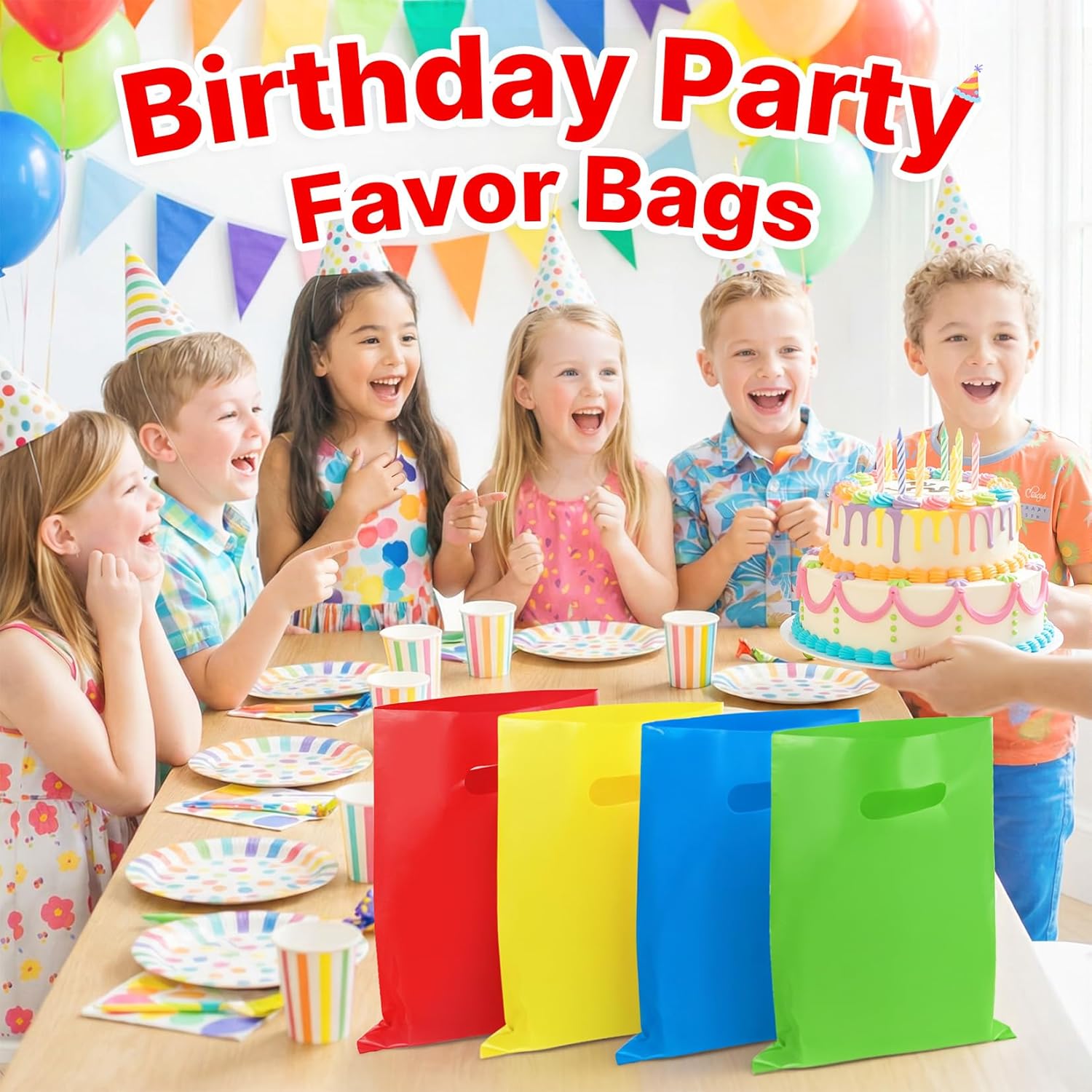 Thumbnail 2 de ANZNKU 50-Pack Red 8x11 Party Favor Bags with Handles