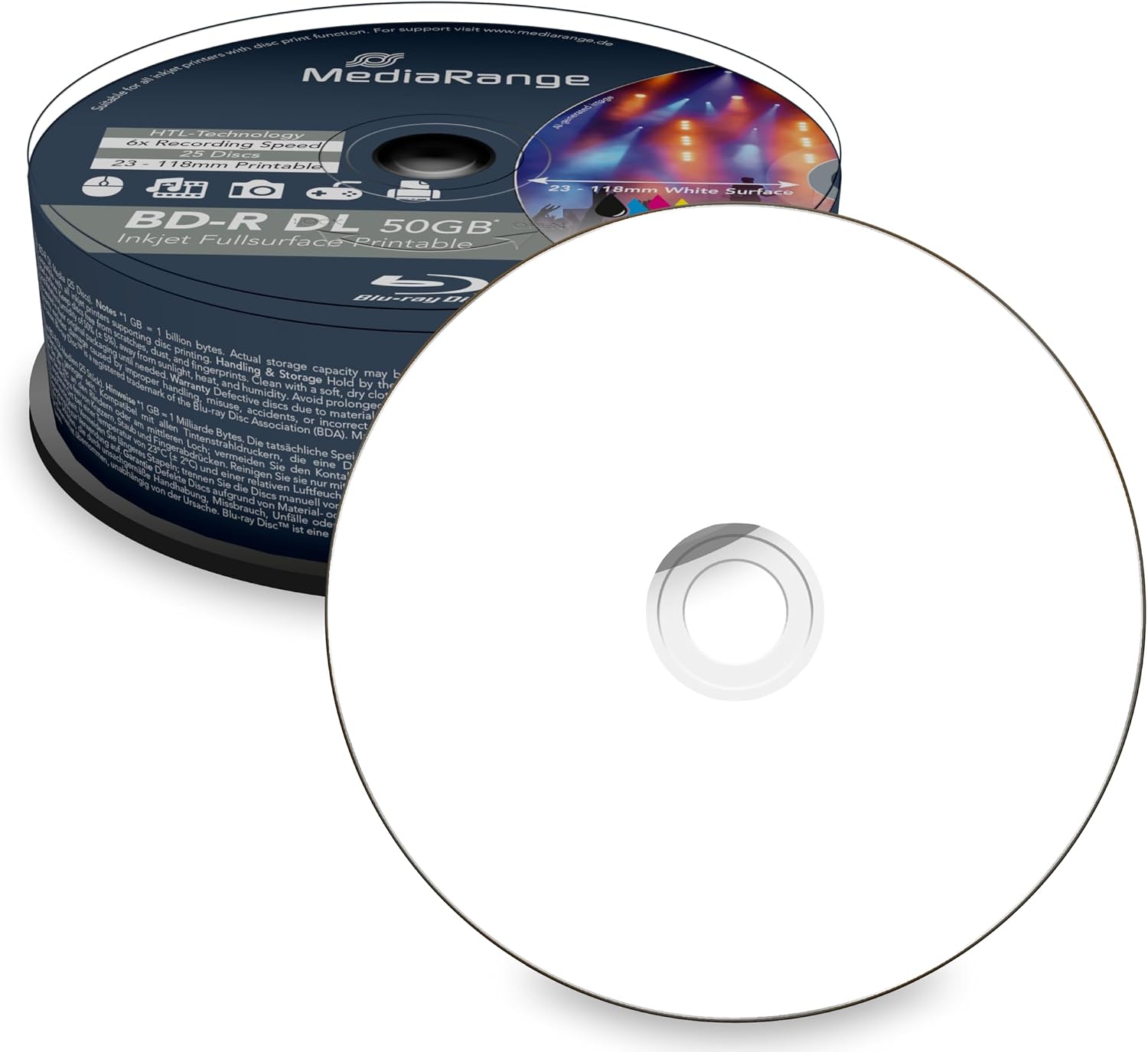 Detalle de MediaRange BD-R Dual Layer 50 GB, płyty Blu-ray 6x do zadruku, 25 szt.