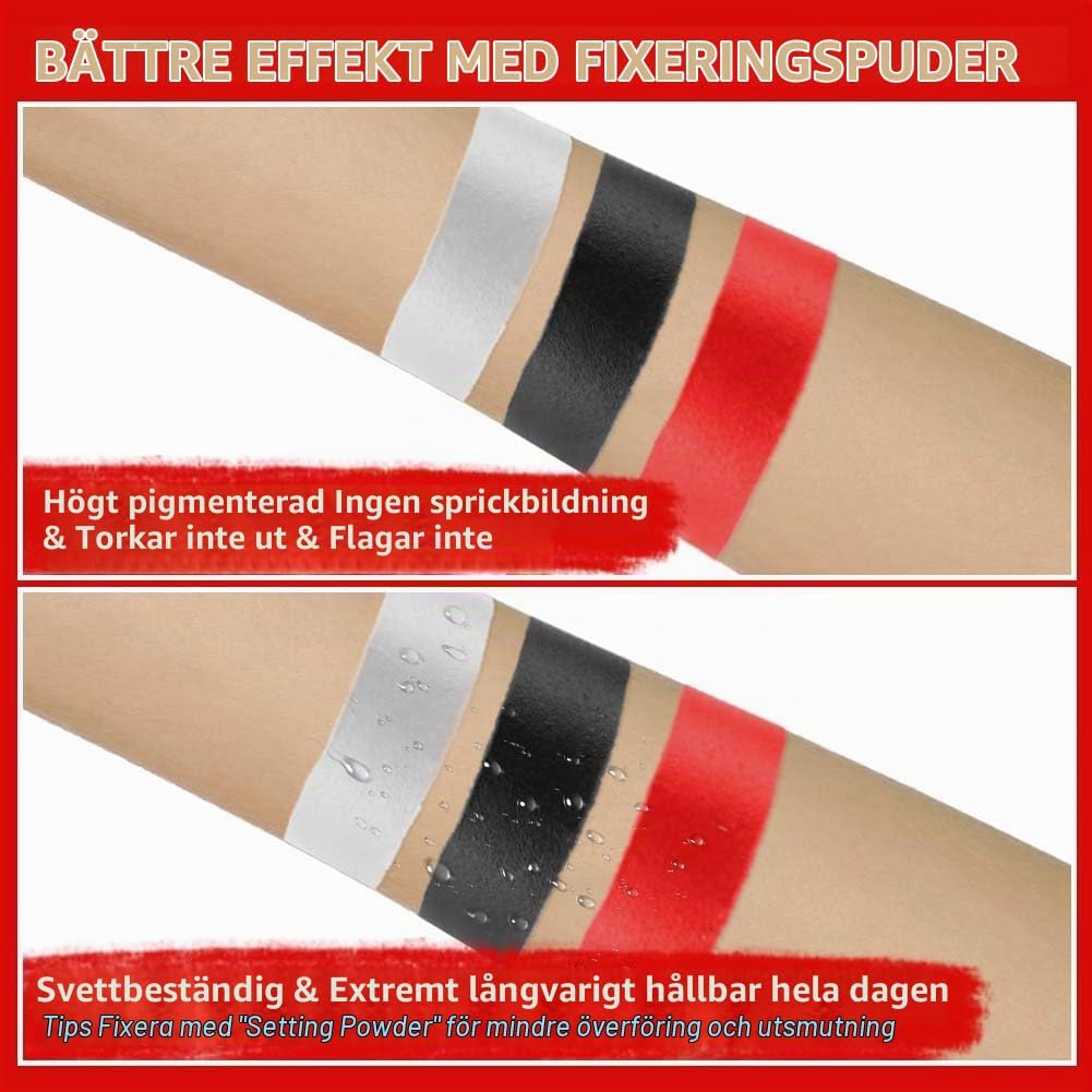 Detalle 1 de AOOWU ansikts- och kroppsfärg i krämform, vit, svart och röd