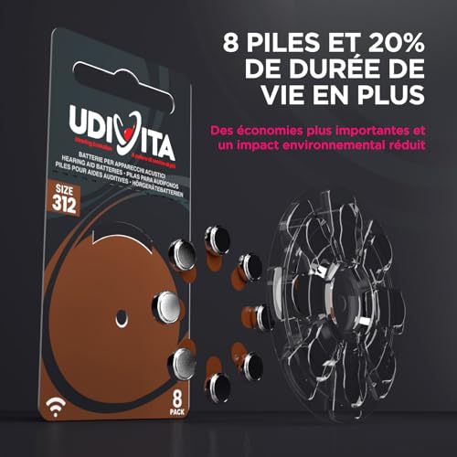 Detalle 1 de Udivita PR41 (312) : piles auditives zinc-air 1,45 V, 180 mAh