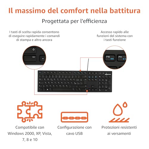 Thumbnail 1 de Amazon Basics Tastiera USB a basso profilo con layout IT, nero opaco